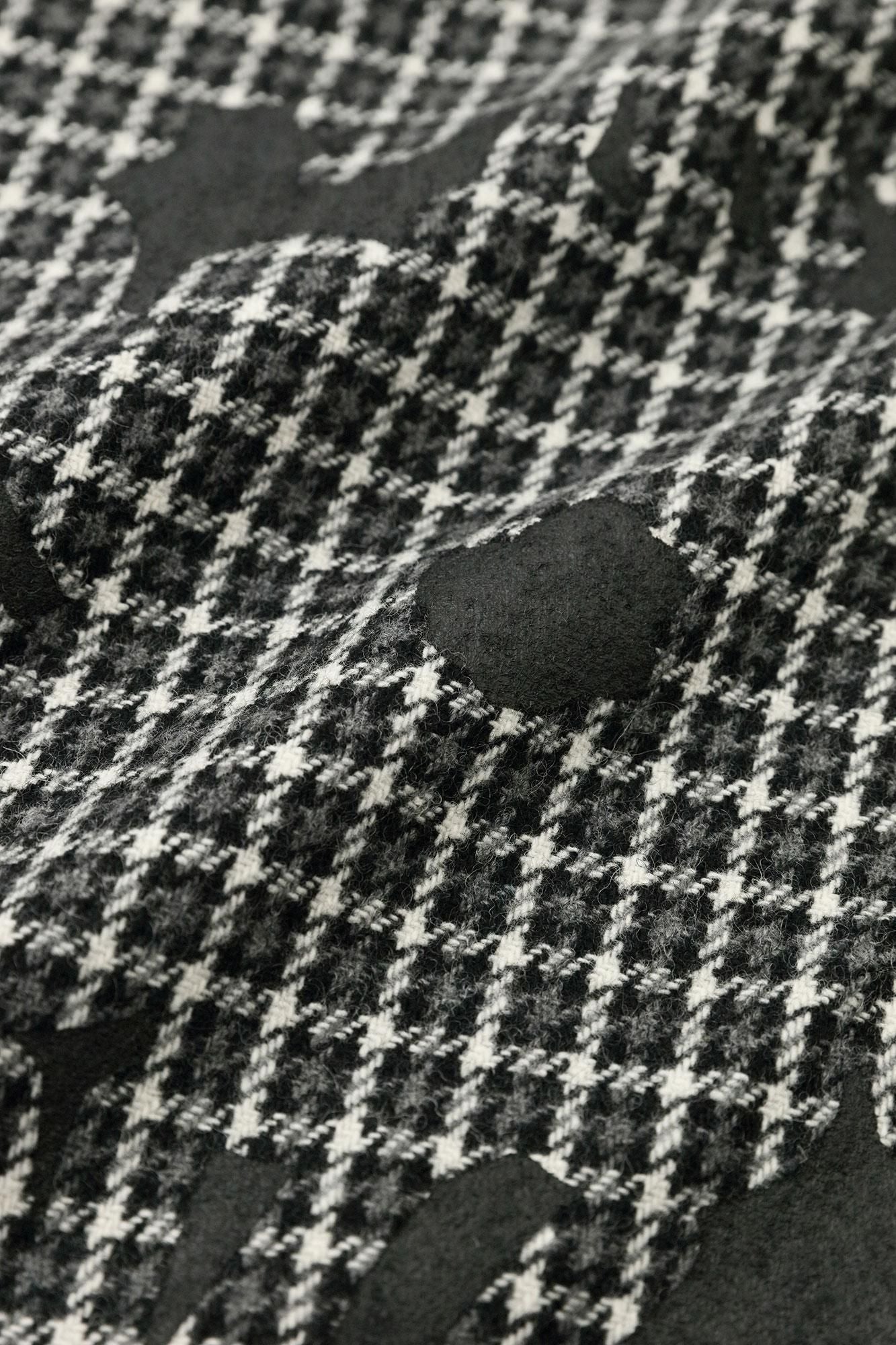 Tweed Lattice Weave Kisaragi Poncho / Oraka and Blank Black× White