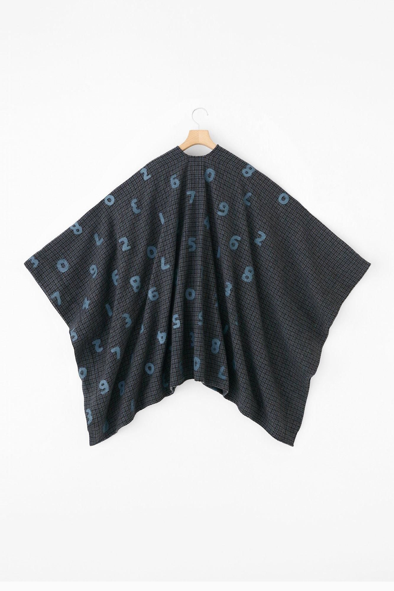 粗花呢 格紋織 如月披風/SO-SU-U十數 上下和留白 深藍色×暗藍色