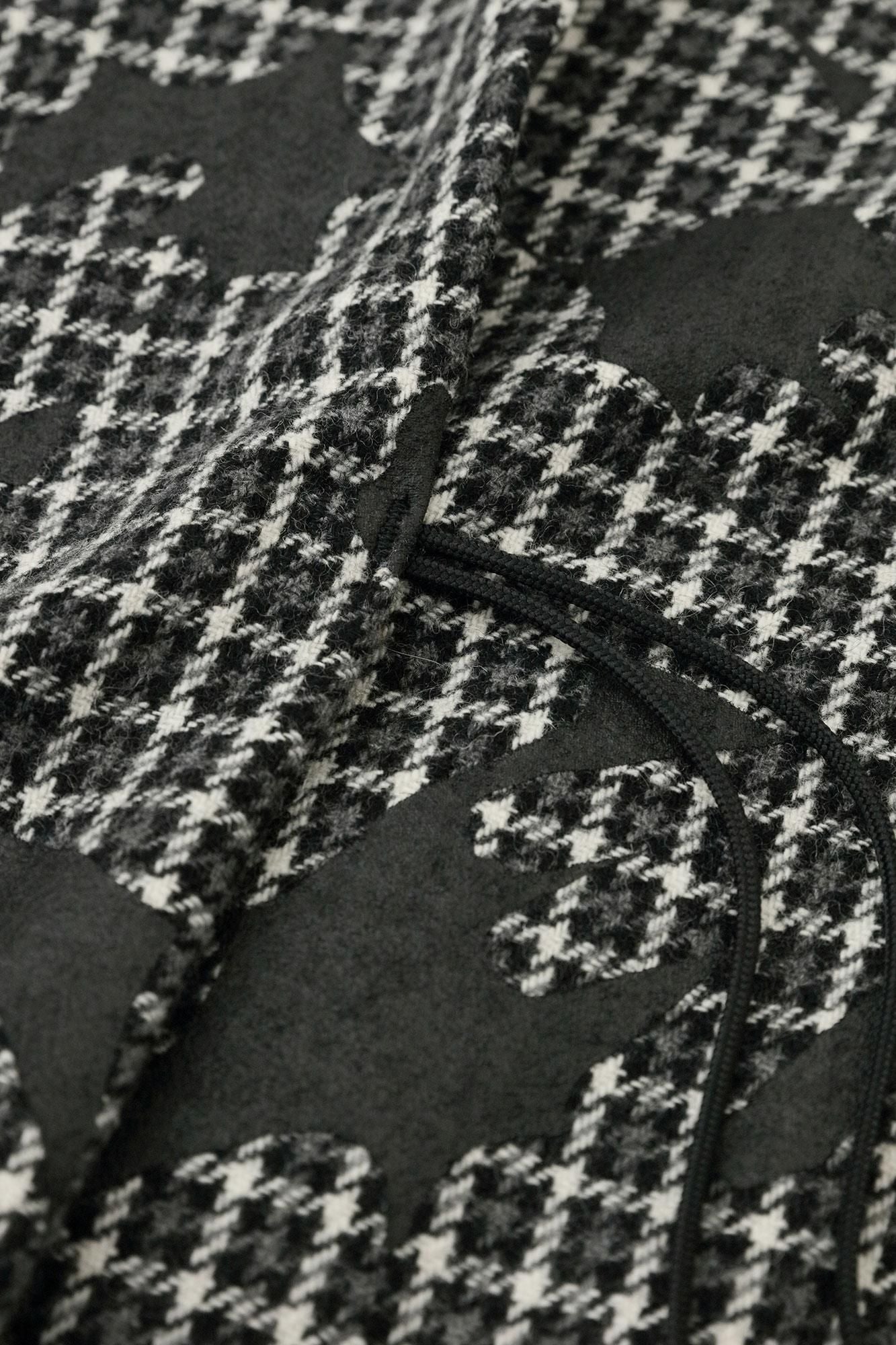 粗花呢 格紋織 如月披風/落落大方和留白 黑色×白色
