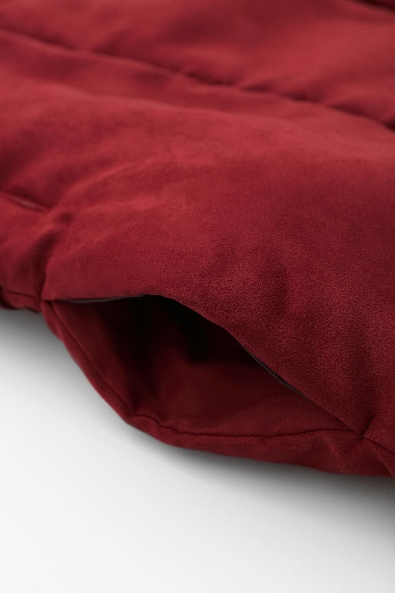 仿麂皮長陣羽織夾棉 附裡襯/胭脂紅