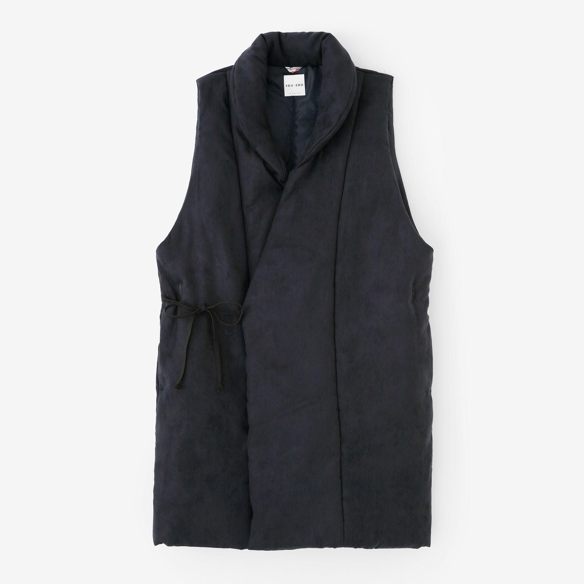 假nubuck Long Chin Baori(Nagajinbaori)衬里 /黑色海军蓝色(黑色)