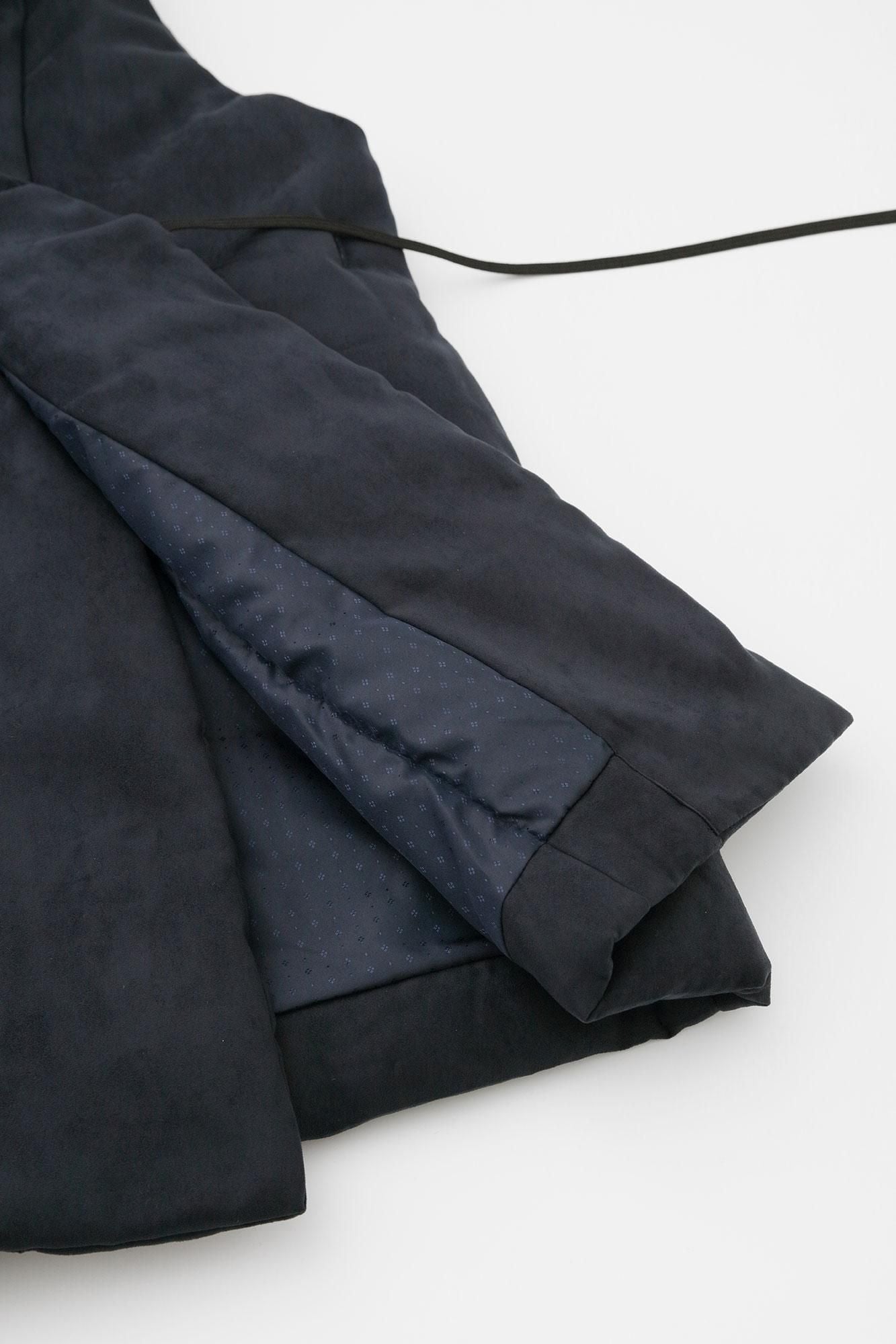 假nubuck Long Chin Baori(Nagajinbaori)衬里 /黑色海军蓝色(黑色)