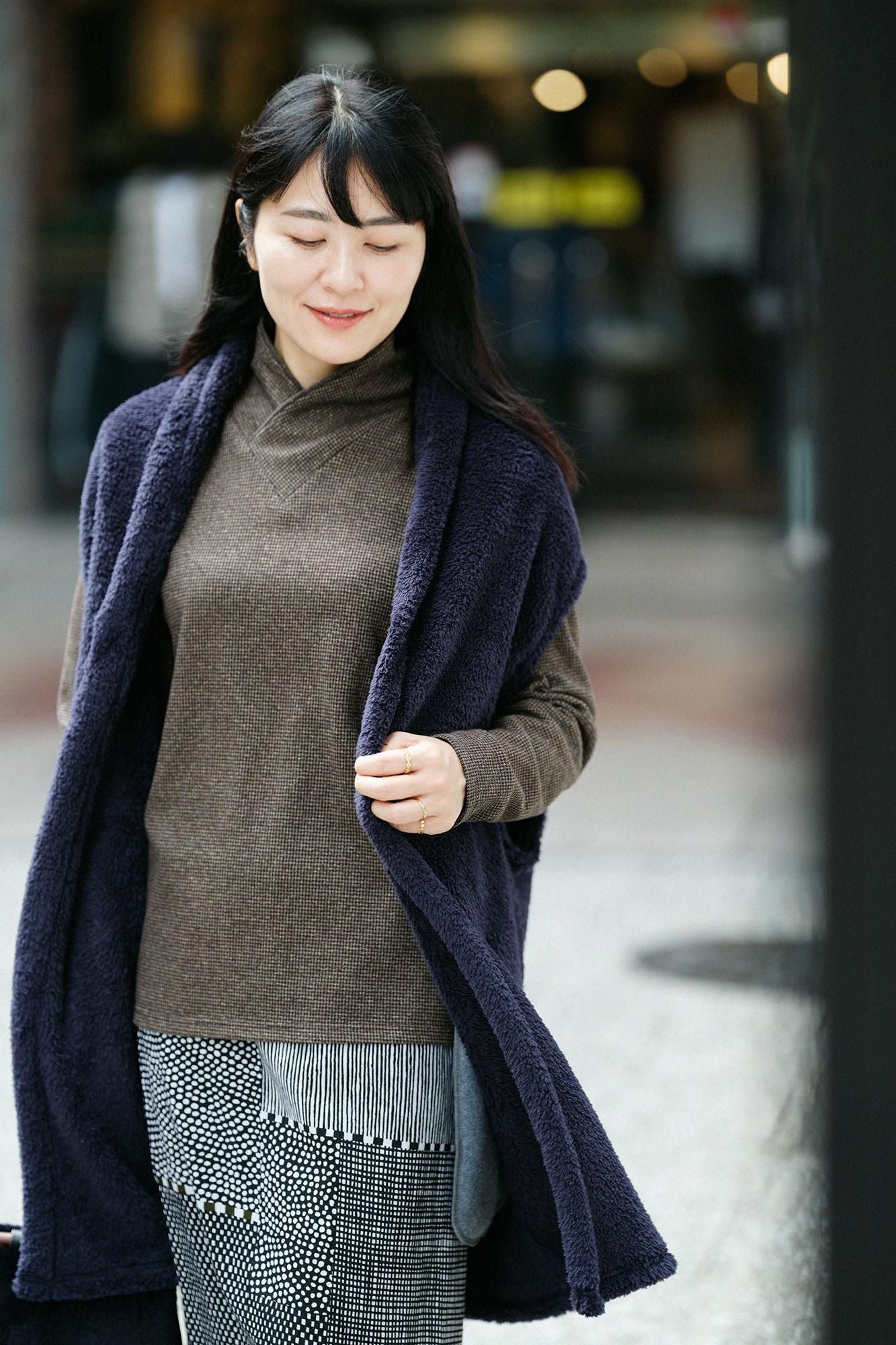 Boa Saya Vest Long Single Layer / Dark Blue