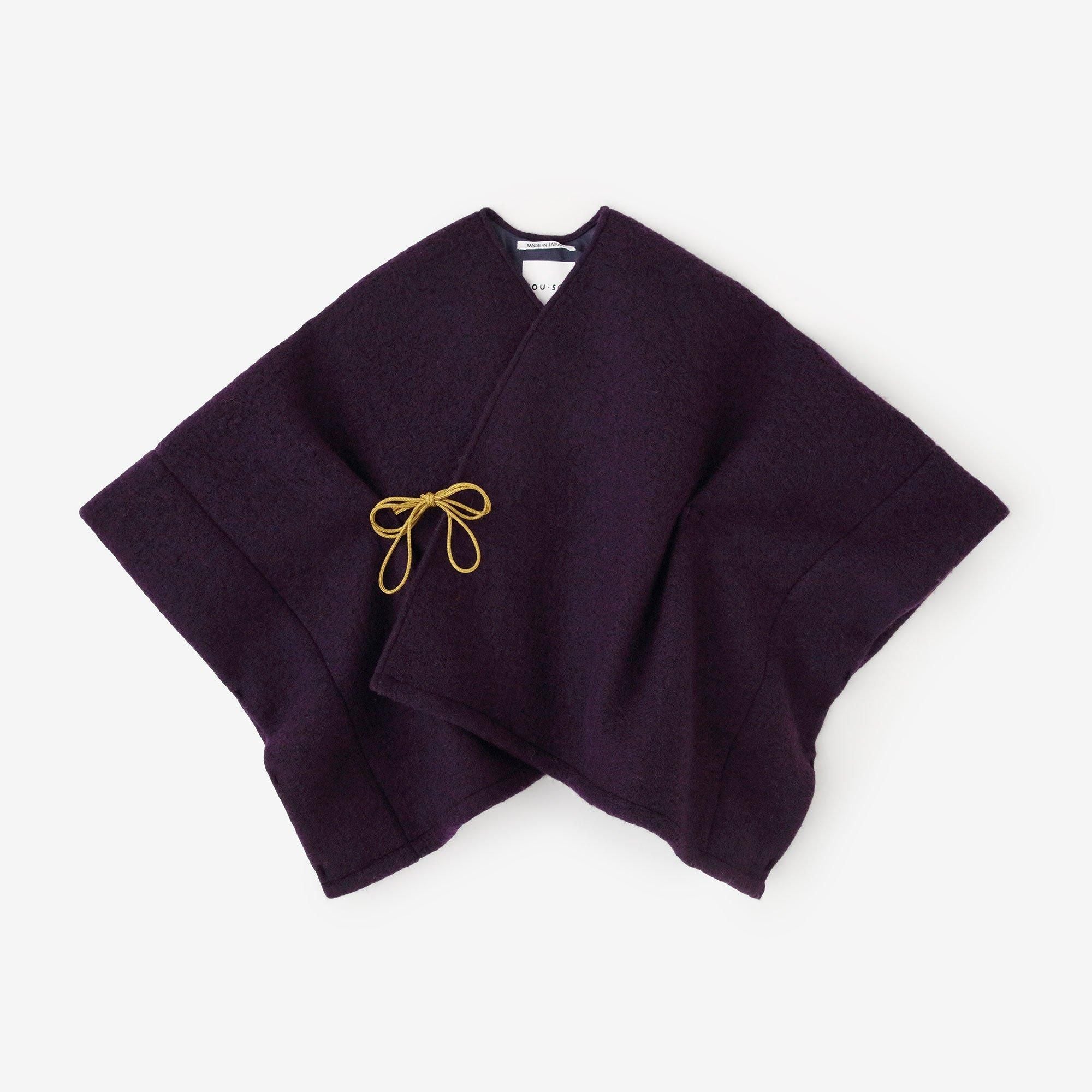 ●梳毛 如月披風斗篷 背御守/紫色