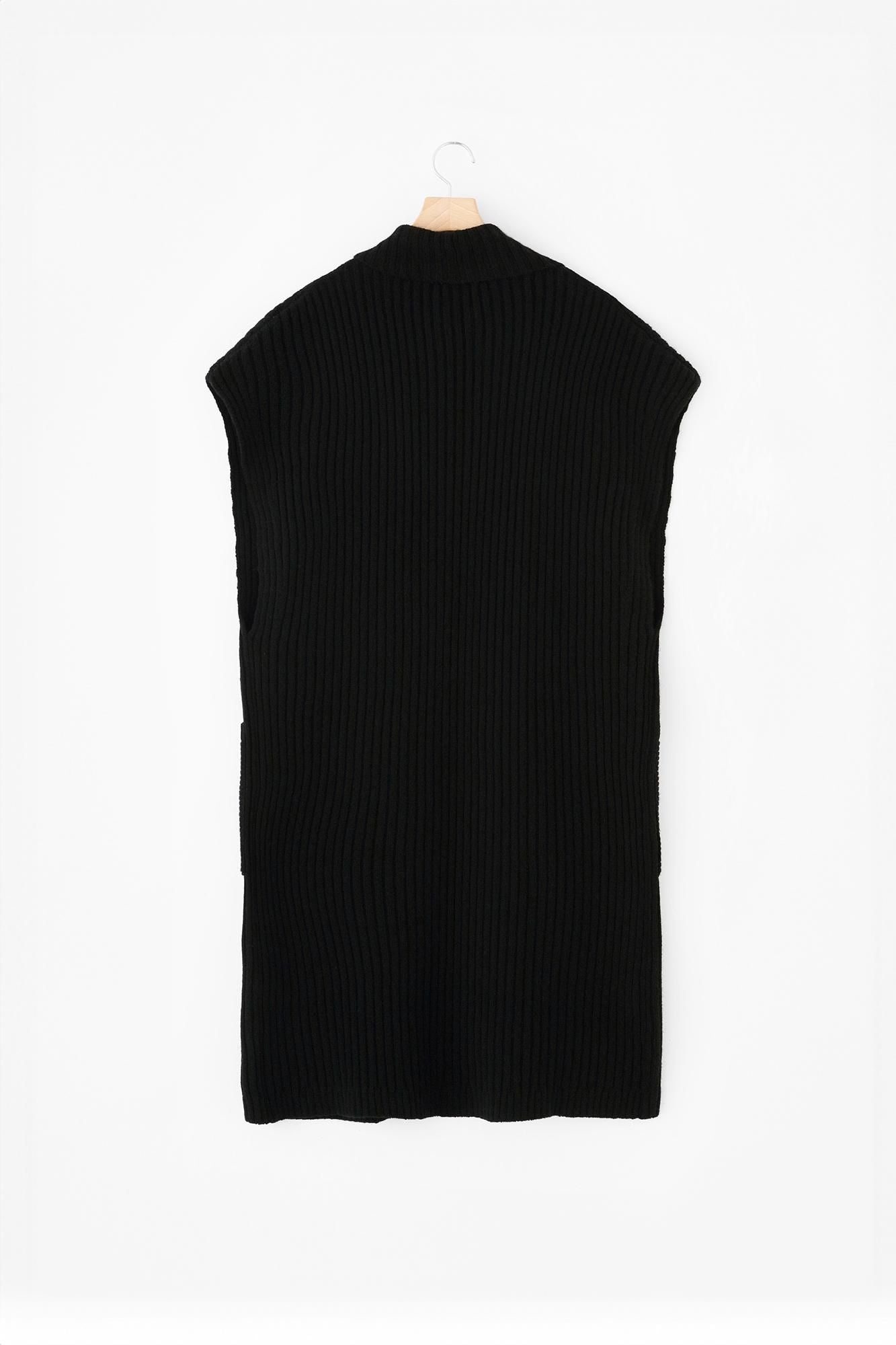 SOU・SOU×ALPHA 羊絨混紡 背心 畝 長版/黑色