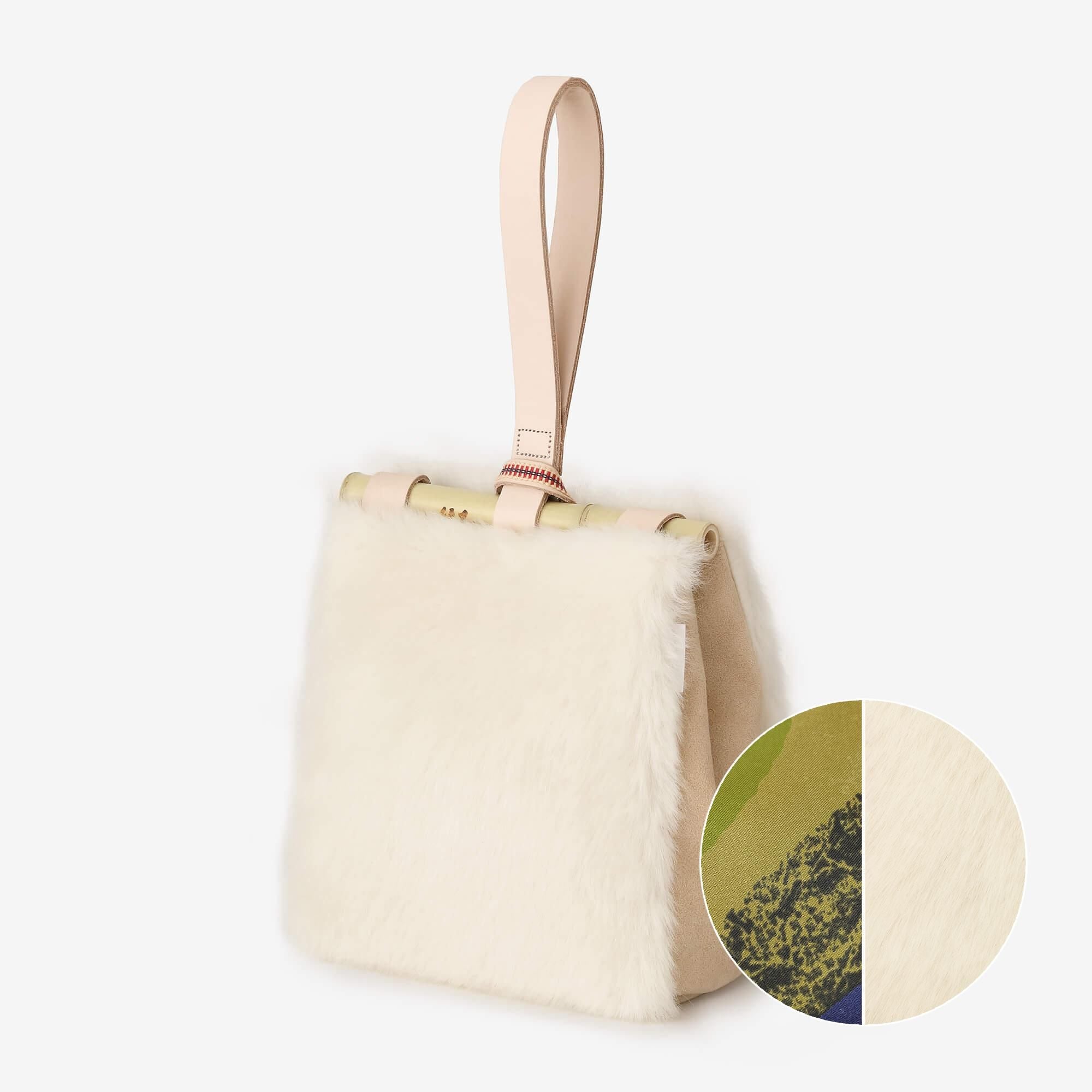 フェイクファー 道行小筥(みちゆきこばこ) 小 /生白(きじろ)×おぼろ