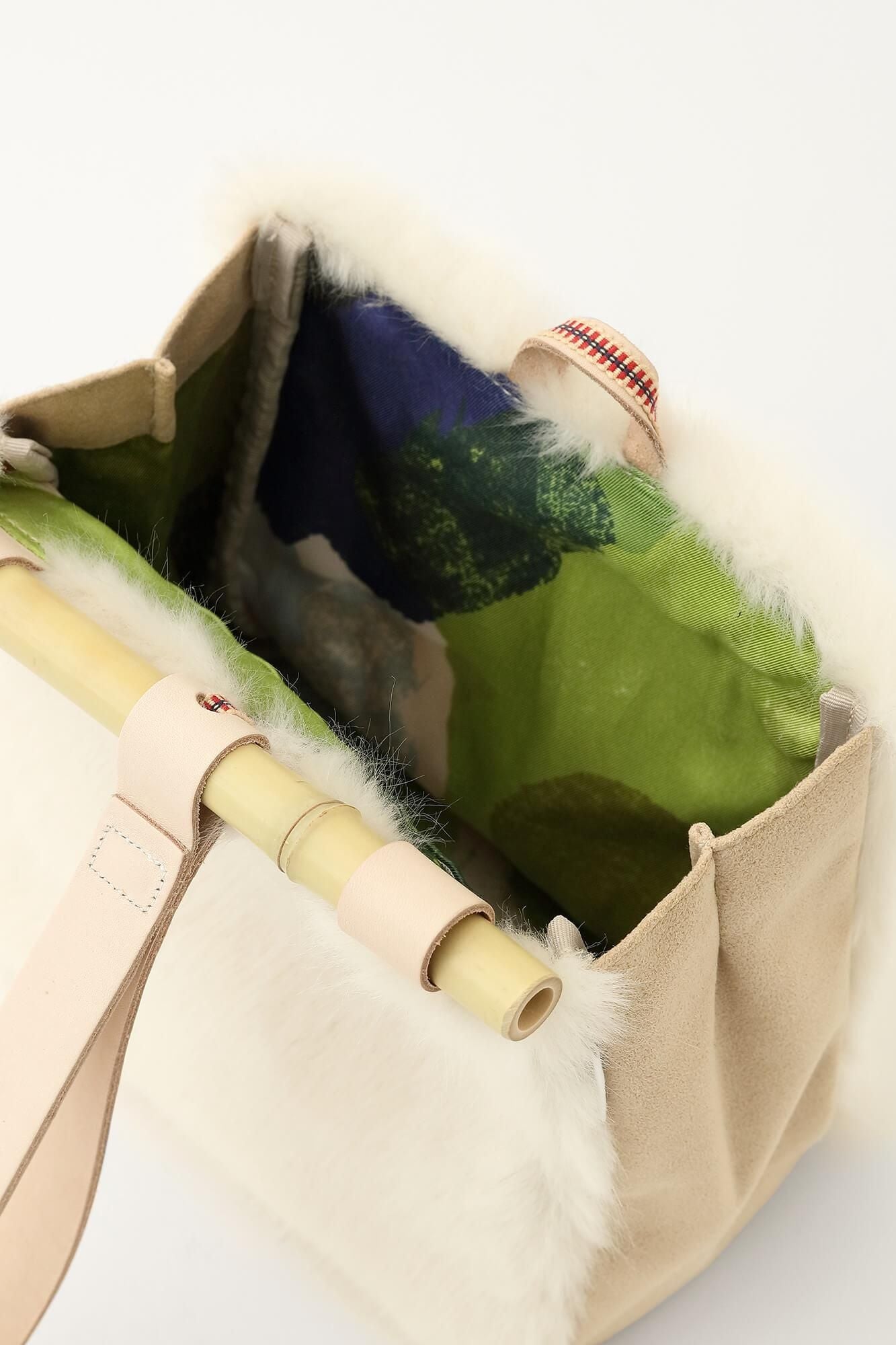 フェイクファー 道行小筥(みちゆきこばこ) 小 /生白(きじろ)×おぼろ