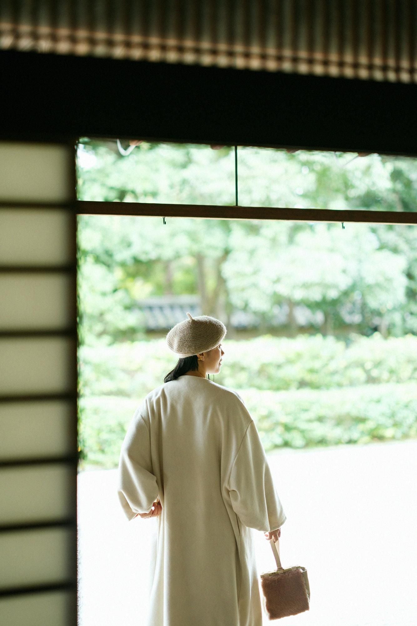 フェイクファー 道行小筥(みちゆきこばこ) 小 /灰梅(はいうめ)×花丸文様(はなまるもんよう)