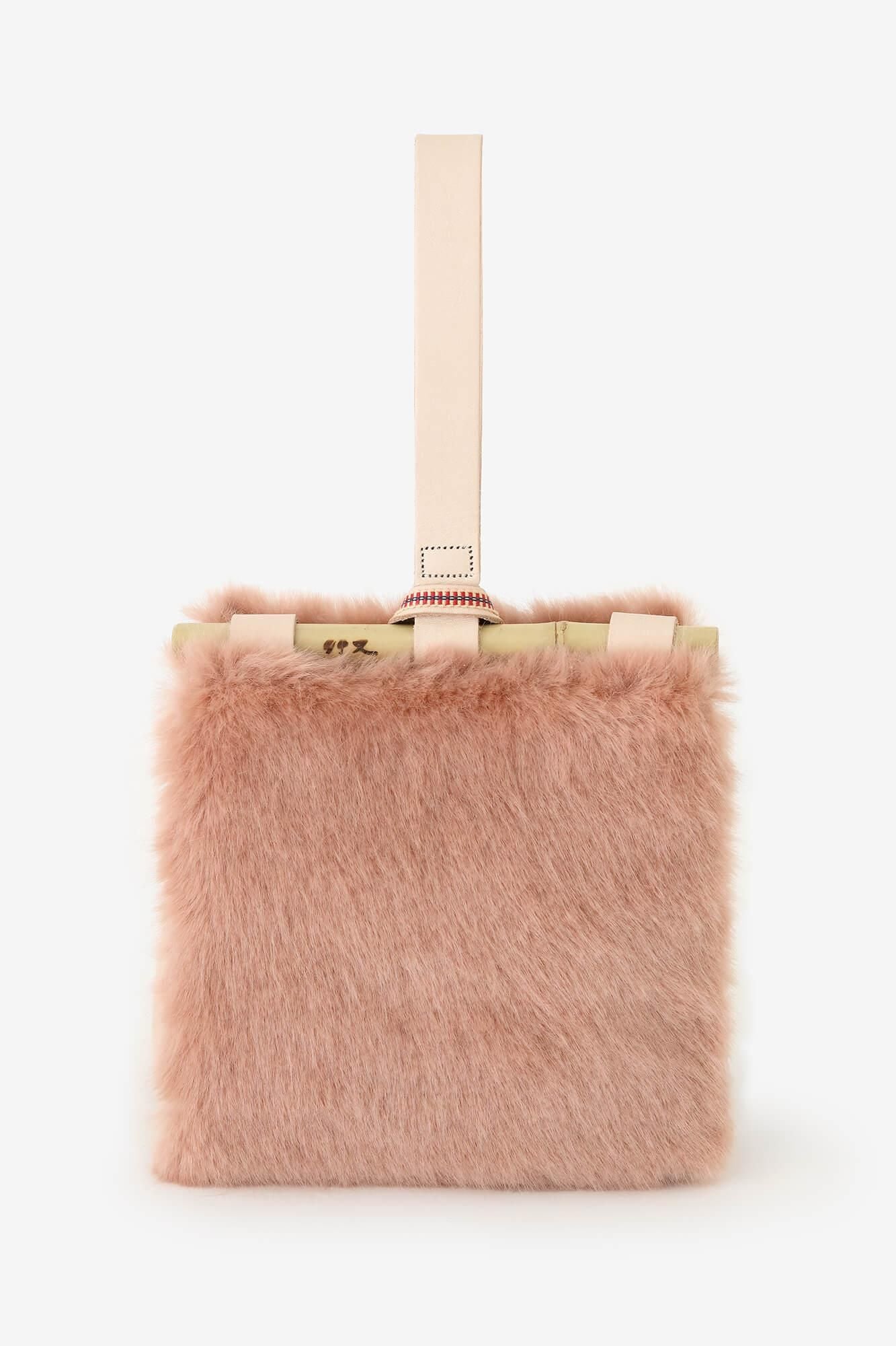 フェイクファー 道行小筥(みちゆきこばこ) 小 /灰梅(はいうめ)×花丸文様(はなまるもんよう)