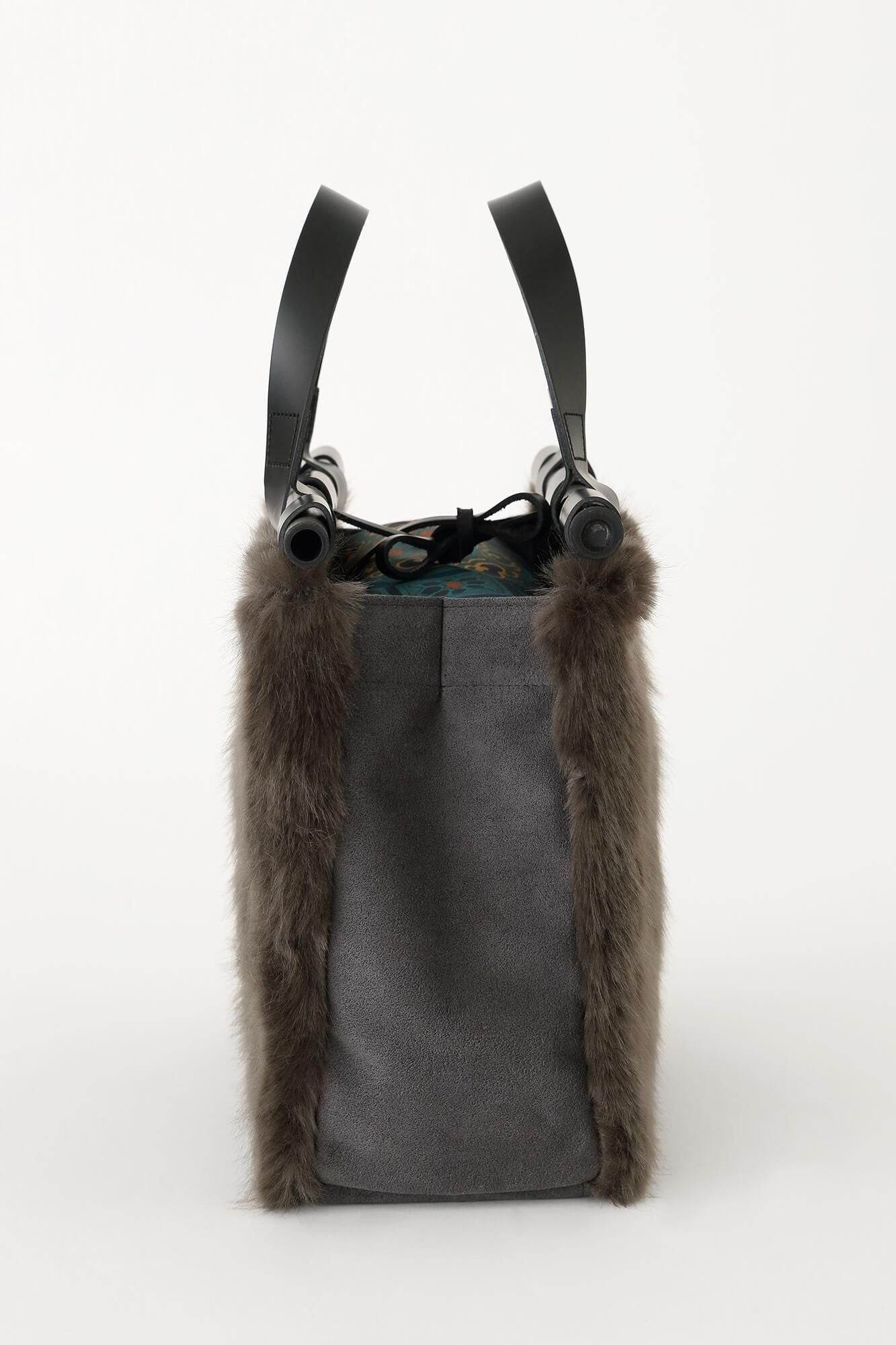 フェイクファー 道行小筥(みちゆきこばこ) 染竹(そめだけ)/濃灰(こいはい)×華麗(かれい)