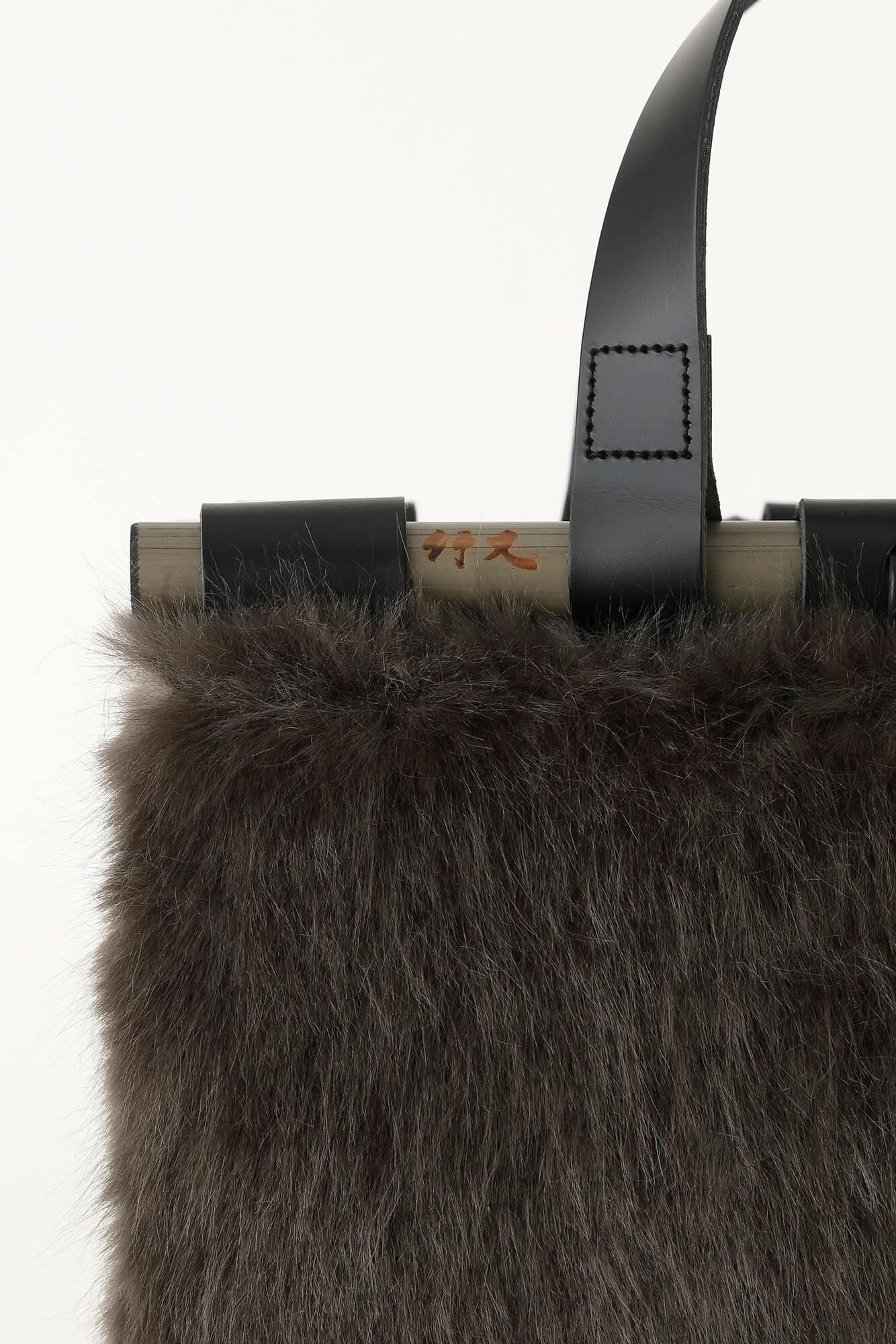 フェイクファー 道行小筥(みちゆきこばこ) 染竹(そめだけ)/濃灰(こいはい)×華麗(かれい)