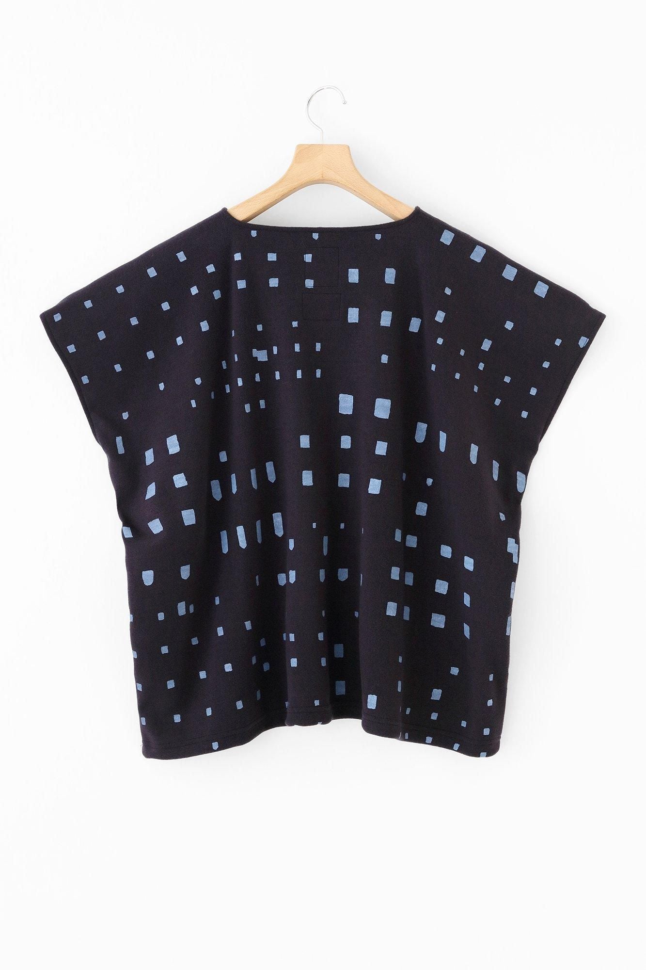 【net limited】Felted Interlock Knitting Square Top / Windows Dark Navy