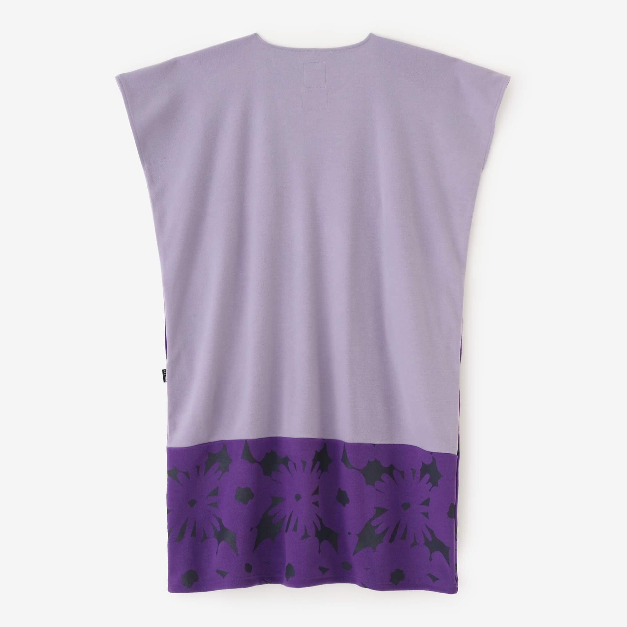 壓縮雙面編長方形洋裝雙色下襬圖案/淺粉紫色×落落大方