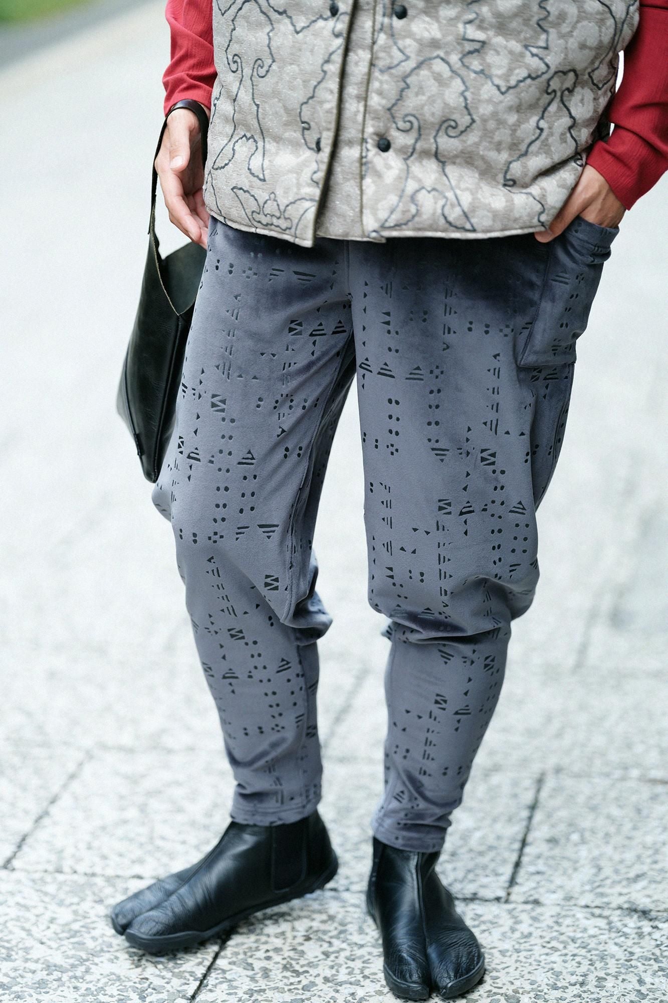 雙面起毛 針織 哈倫褲/奇境 鋼色