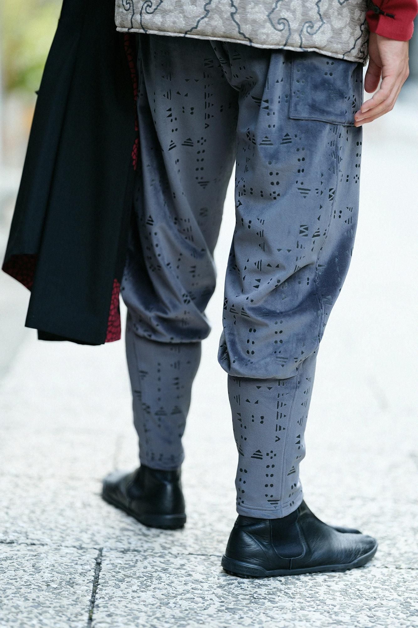 雙面起毛 針織 哈倫褲/奇境 鋼色