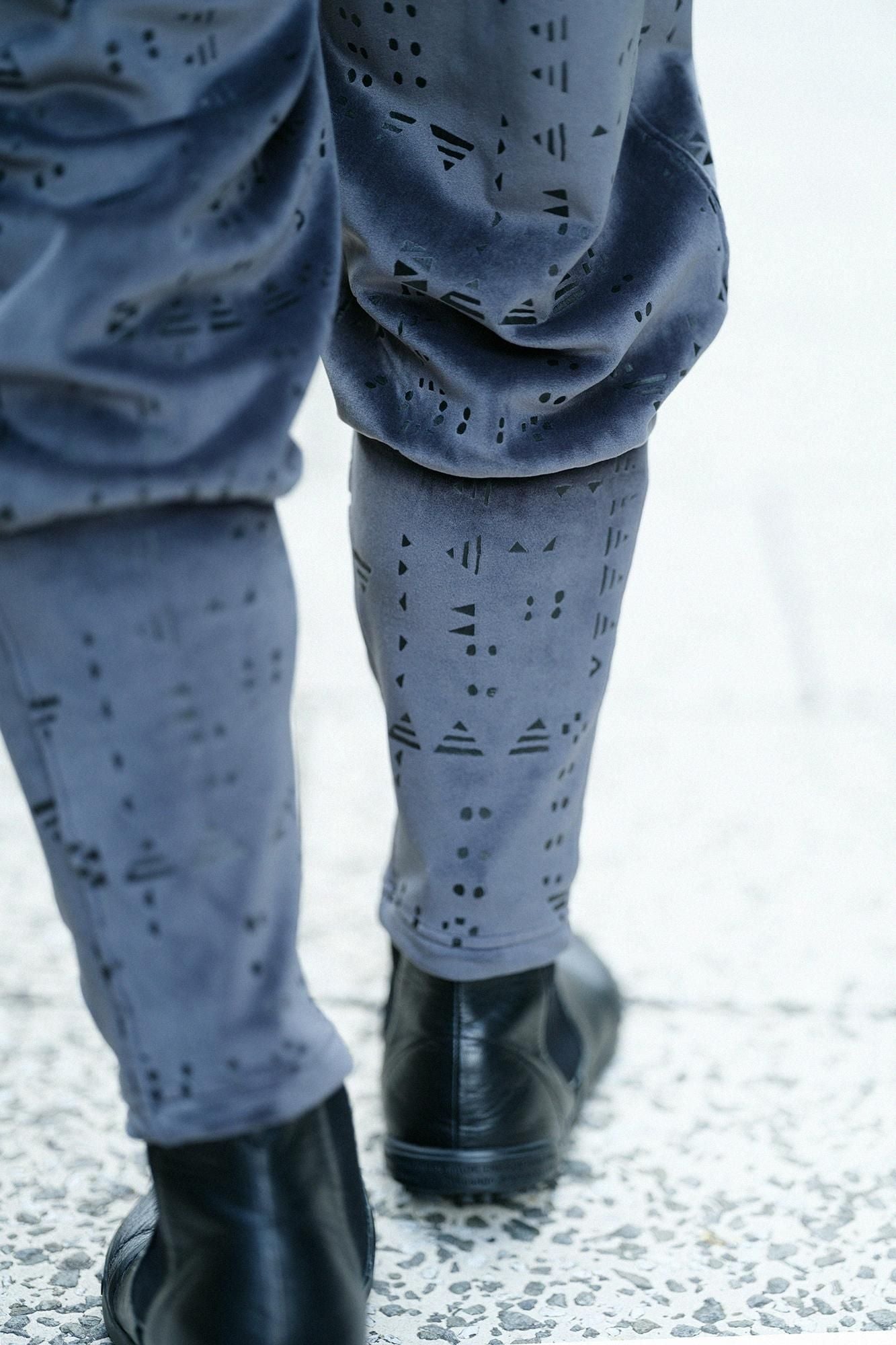 雙面起毛 針織 哈倫褲/奇境 鋼色