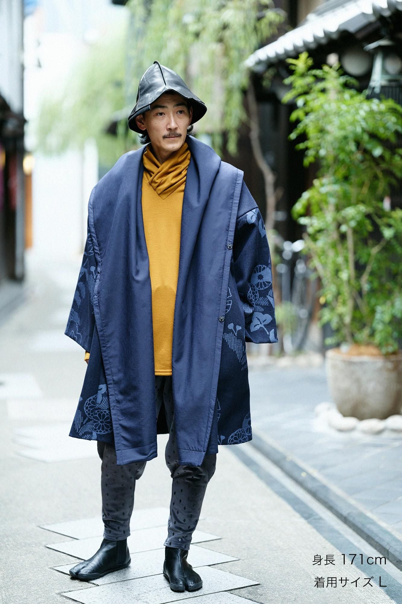 両面起毛 阿弥(あみ) 裁付(たっつけ)えんゆう穿き/重ね菱(かさねびし) 鋼色(はがねいろ)