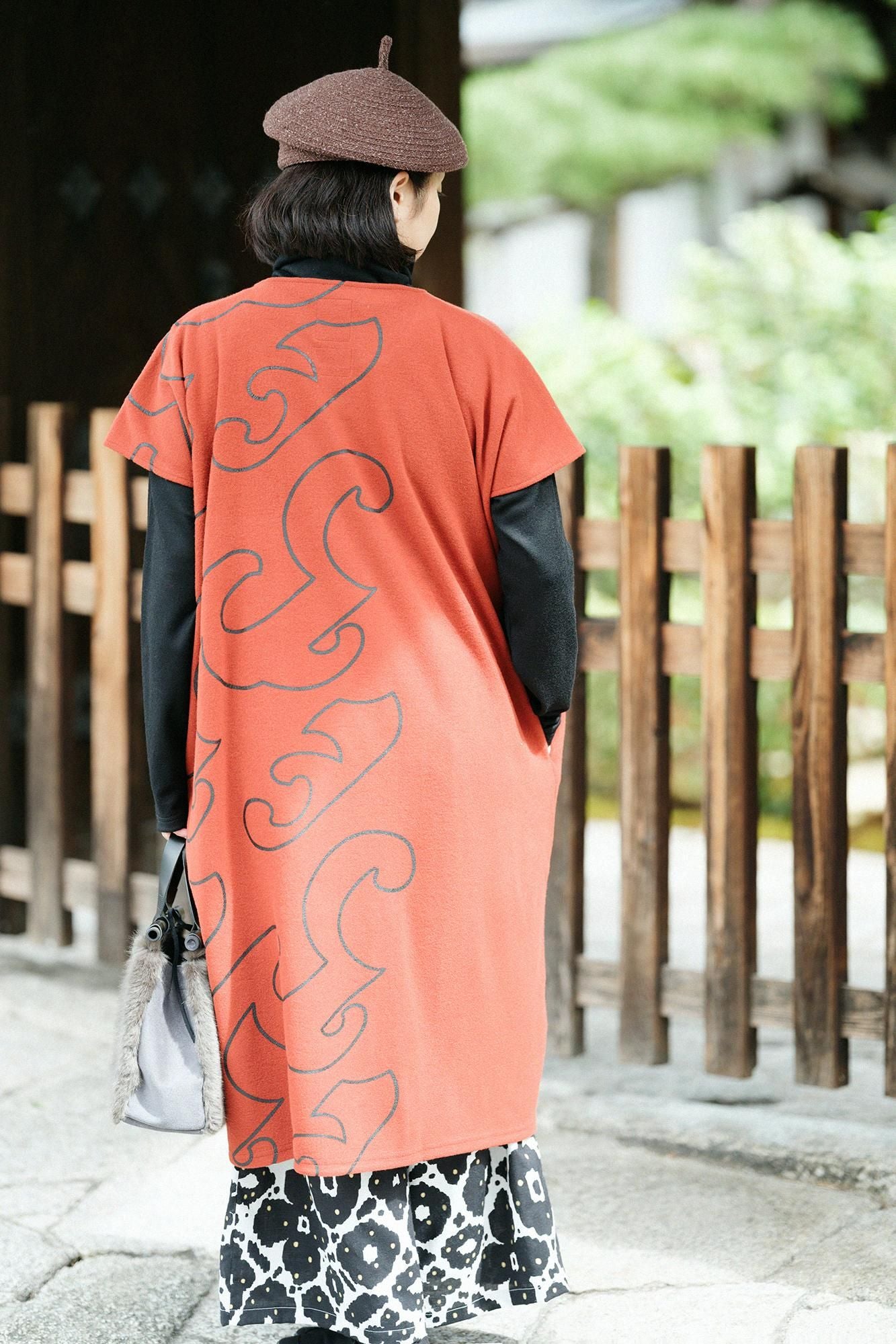 壓縮 雙面編 長方形洋裝(长方形)/萬波(满帕)和留白 磚紅色