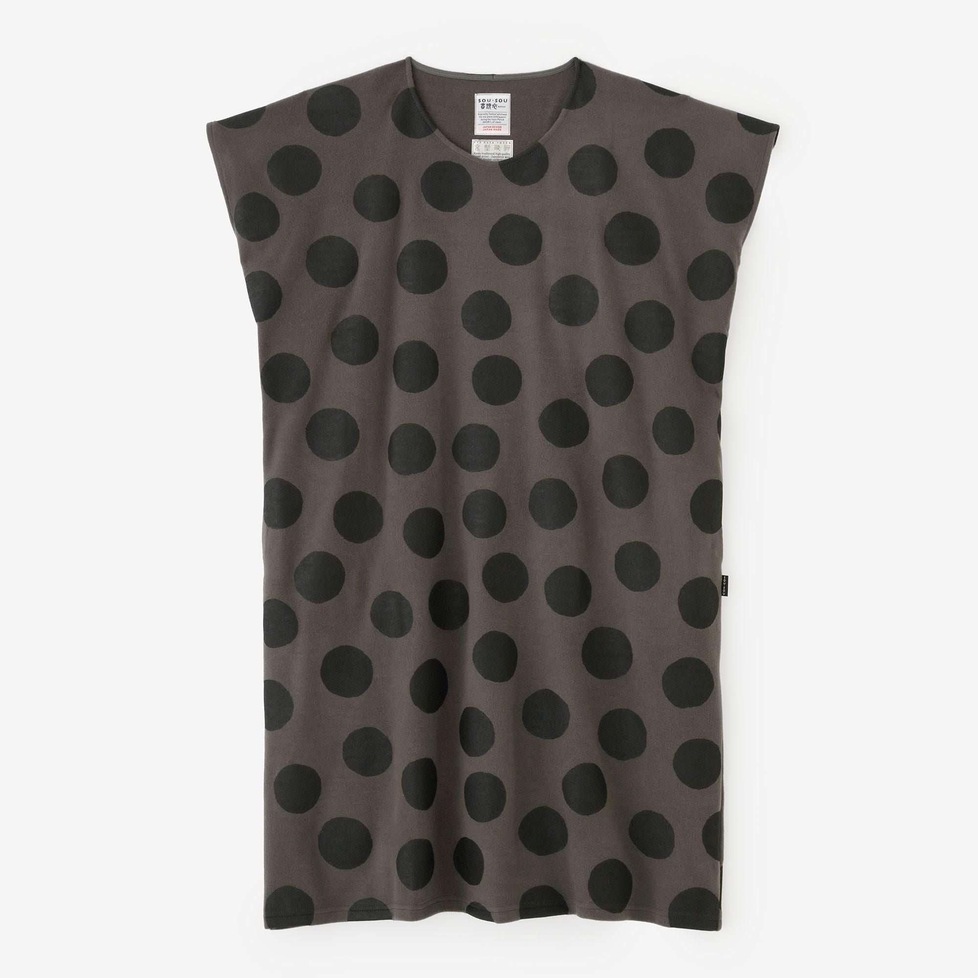 【官網限定】壓縮雙面編長方形洋裝/圓點深灰色