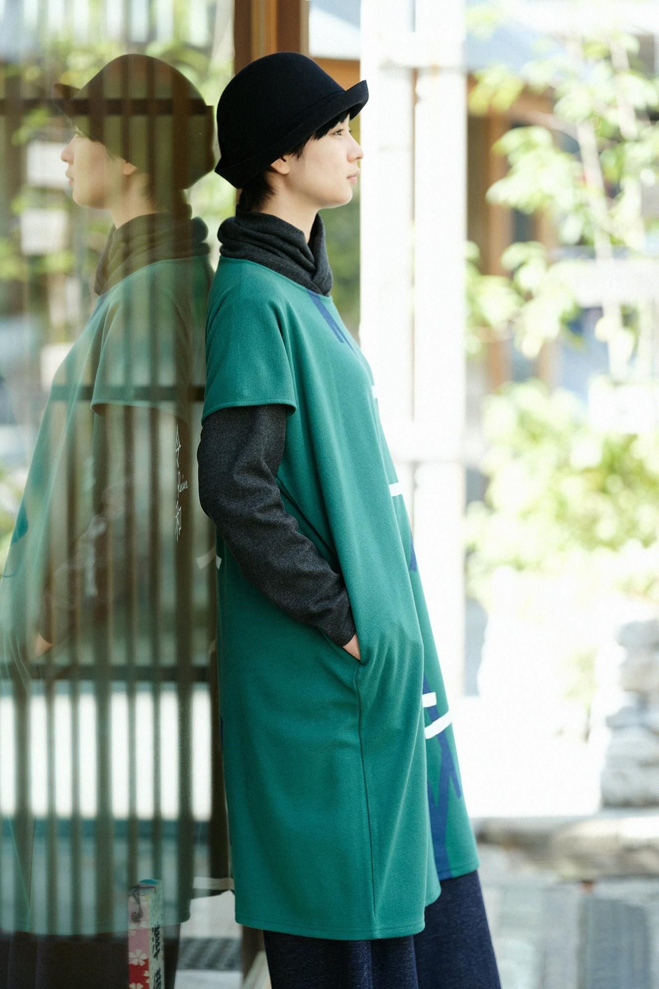 【官網限定】壓縮 雙面編 長方形洋裝(chohokei)/tobi和留白 綠色