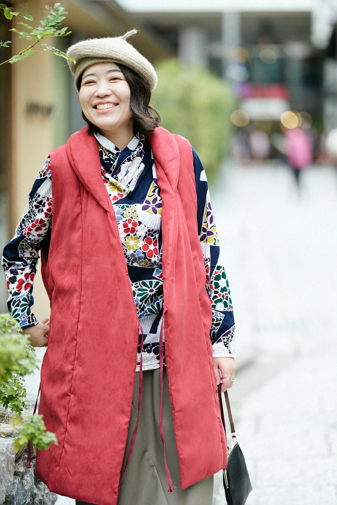 高領上衣/扇子深藍色