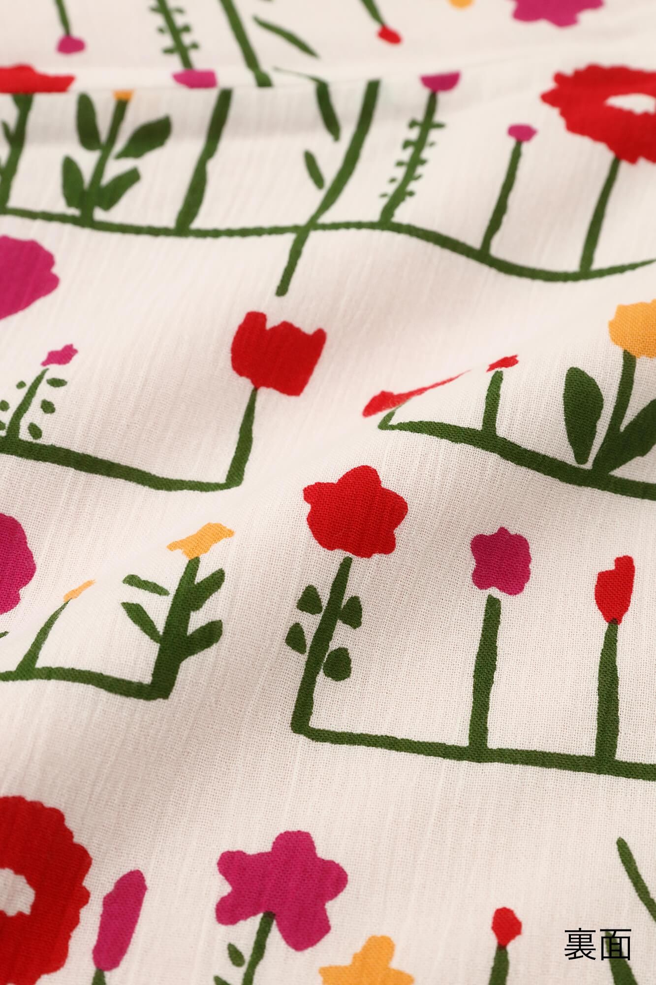 ●Boa Square Neck Poncho / Peach Color × Flower Grove