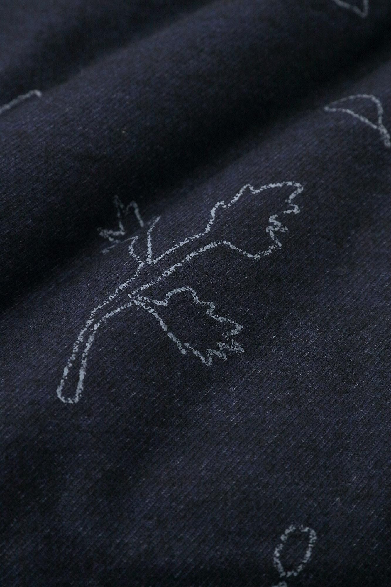 Kersey粗織布 圓弧袖唐羽織外套 夾棉 附裡襯/里山 搖曳 深藍色