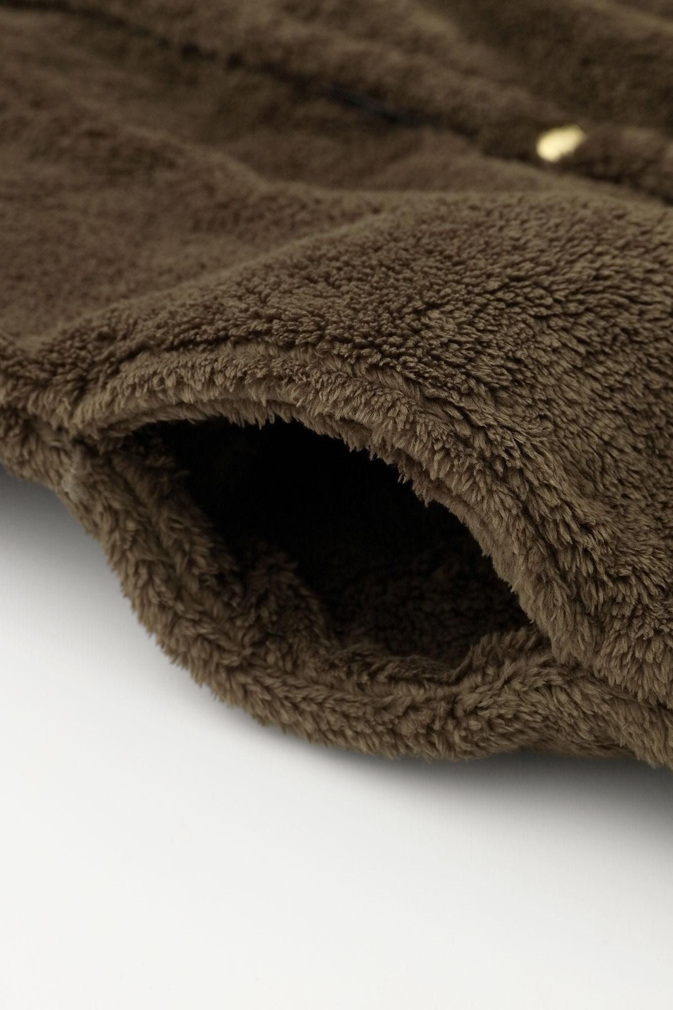 仿毛頭巾外套 單層/深茶色