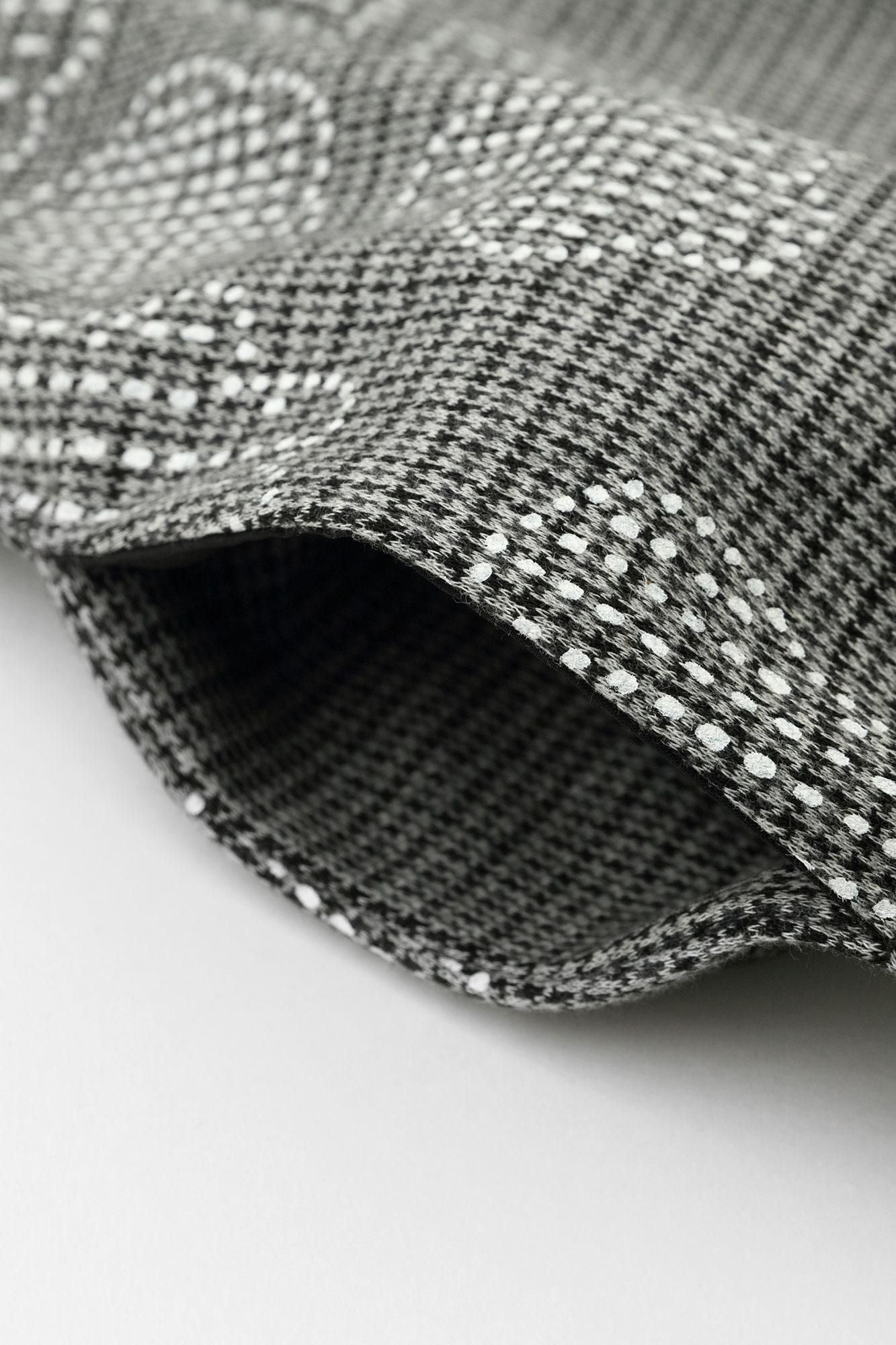 棉毛混紡千鳥格紋編半衿秋聲 高領上衣/青花墨色