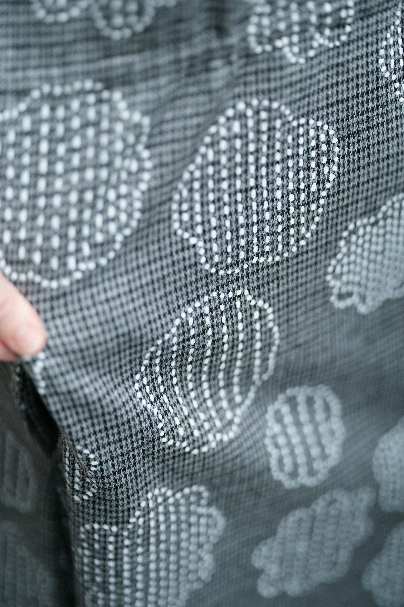 棉毛混紡千鳥格紋編半衿秋聲 高領上衣/青花墨色