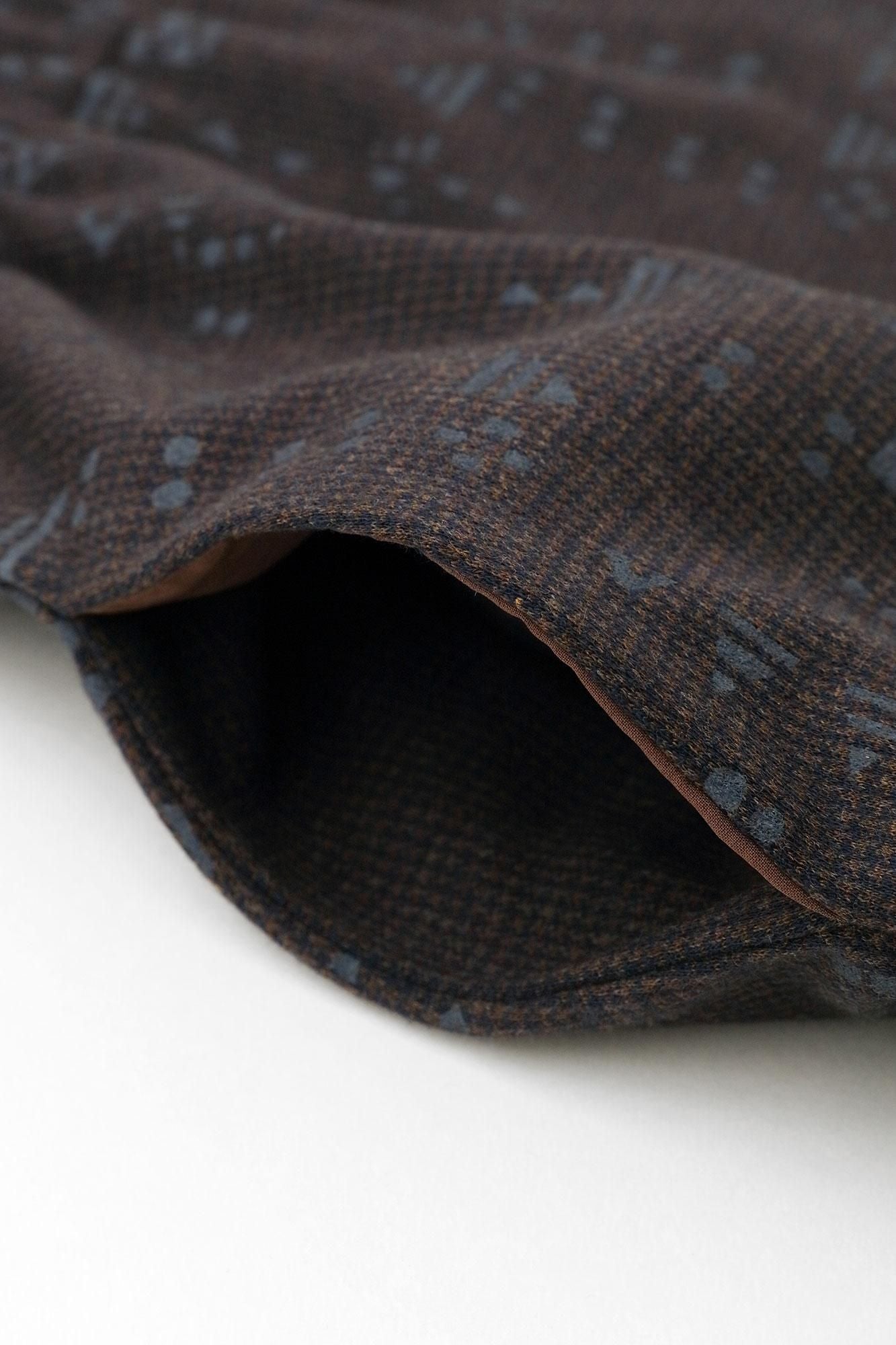 棉毛混紡千鳥格紋編、半衿秋聲 高領上衣長袍(長衣)/童話棕色