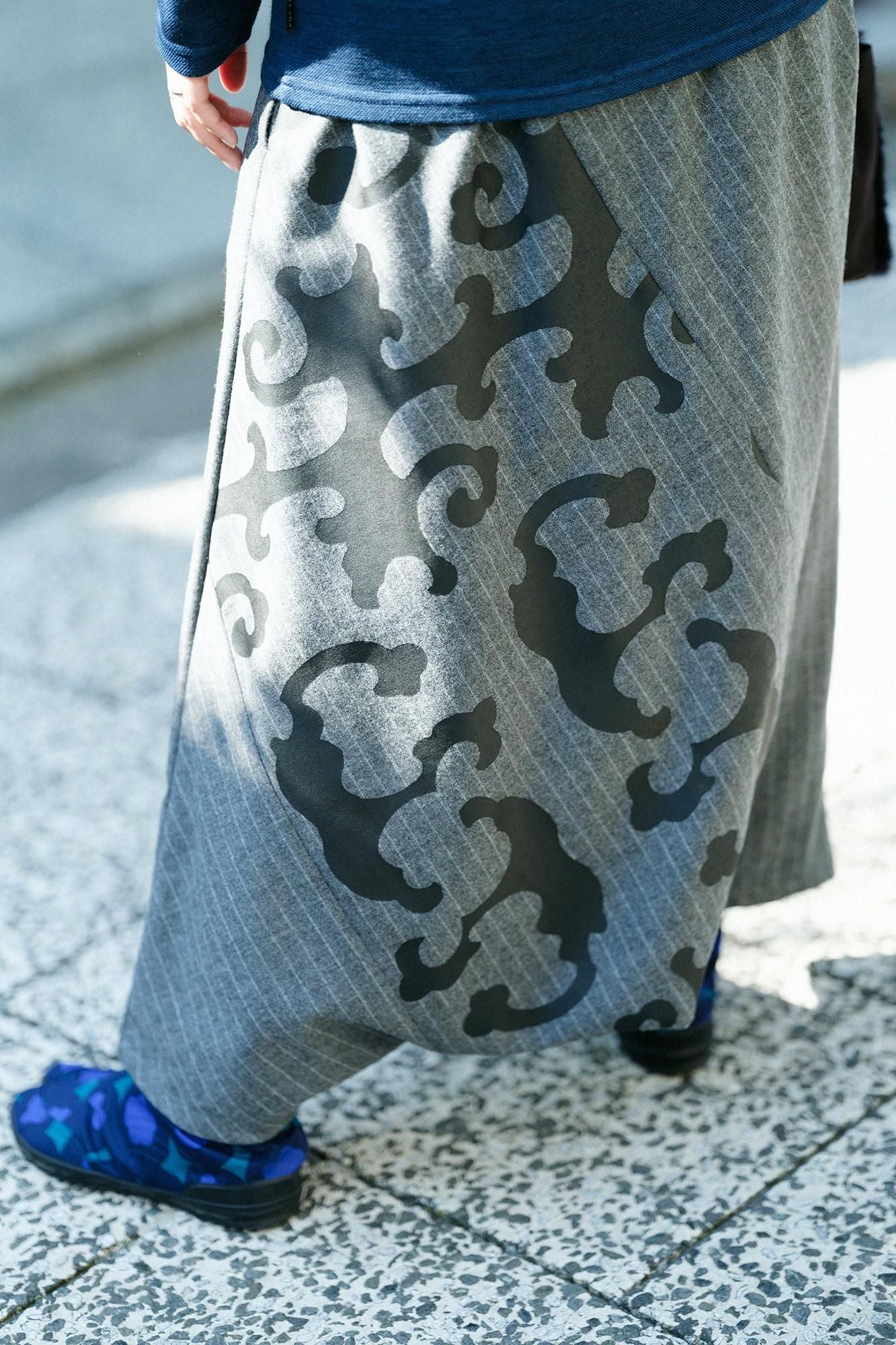 梳毛條紋富士(飛鼠褲)2.0/深灰色×怒濤