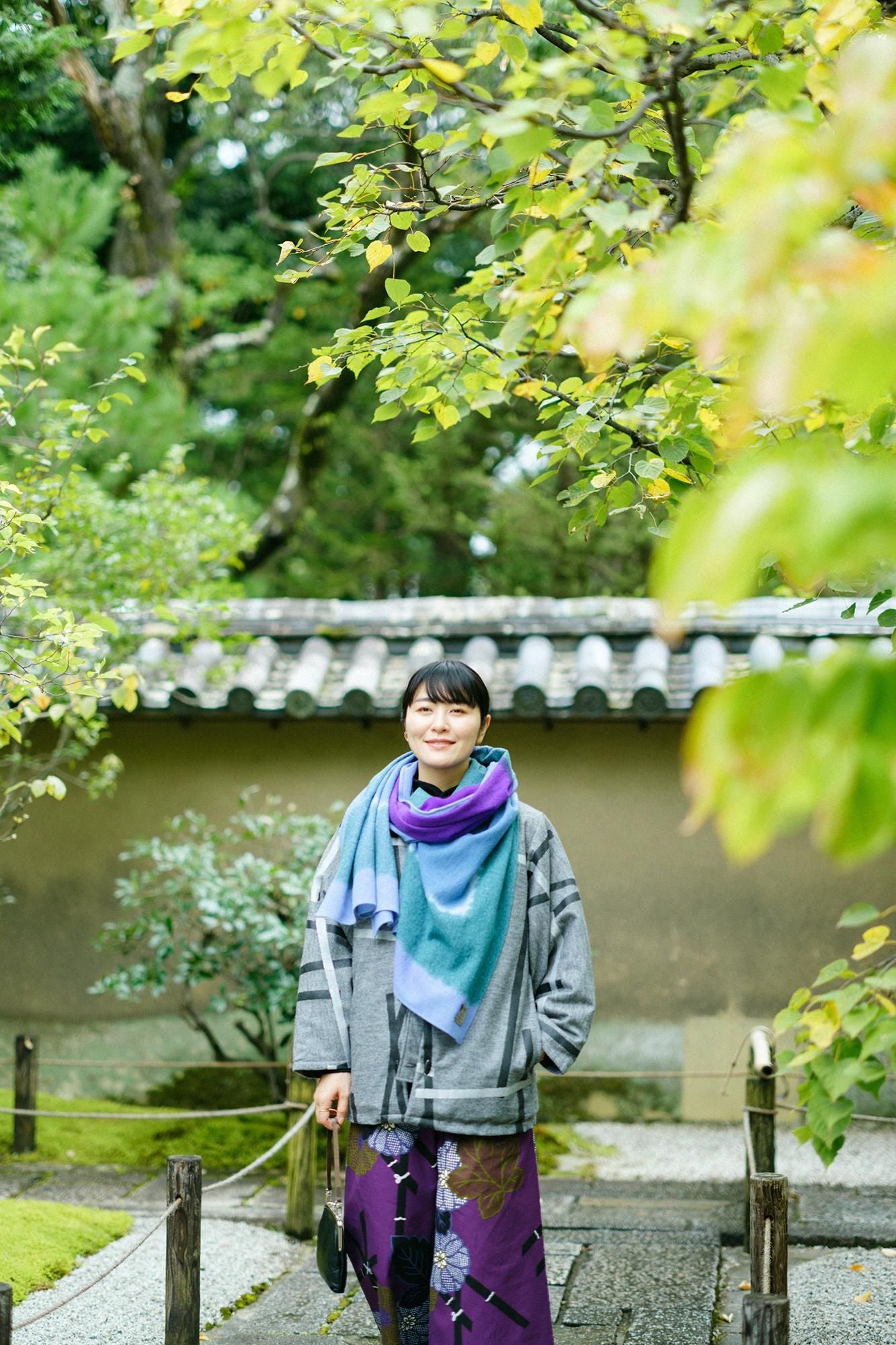SOU・SOU×Hinata Hatae Scarf / Dark Grey×Stone Grey