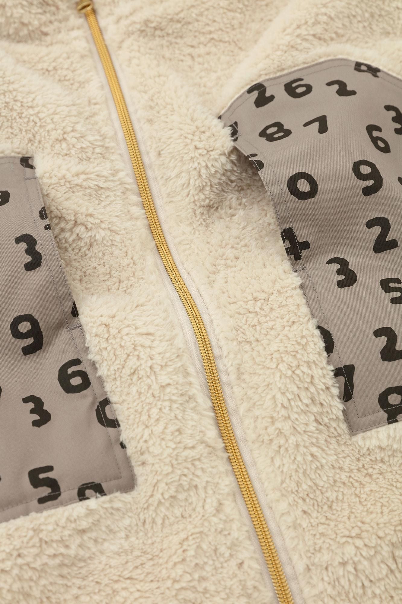 仿毛 DEPO連帽外套/象牙色