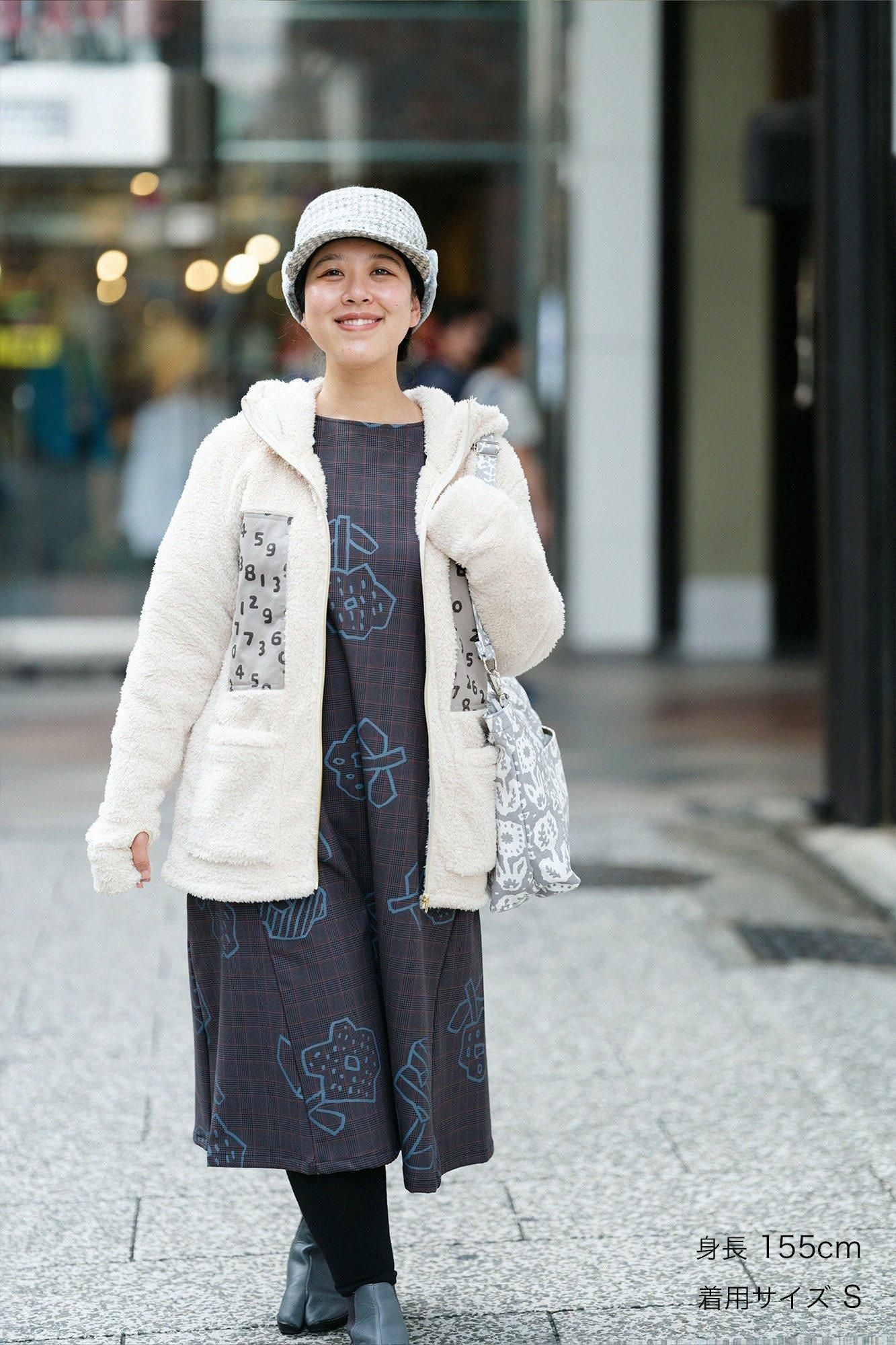 仿毛 DEPO連帽外套/象牙色