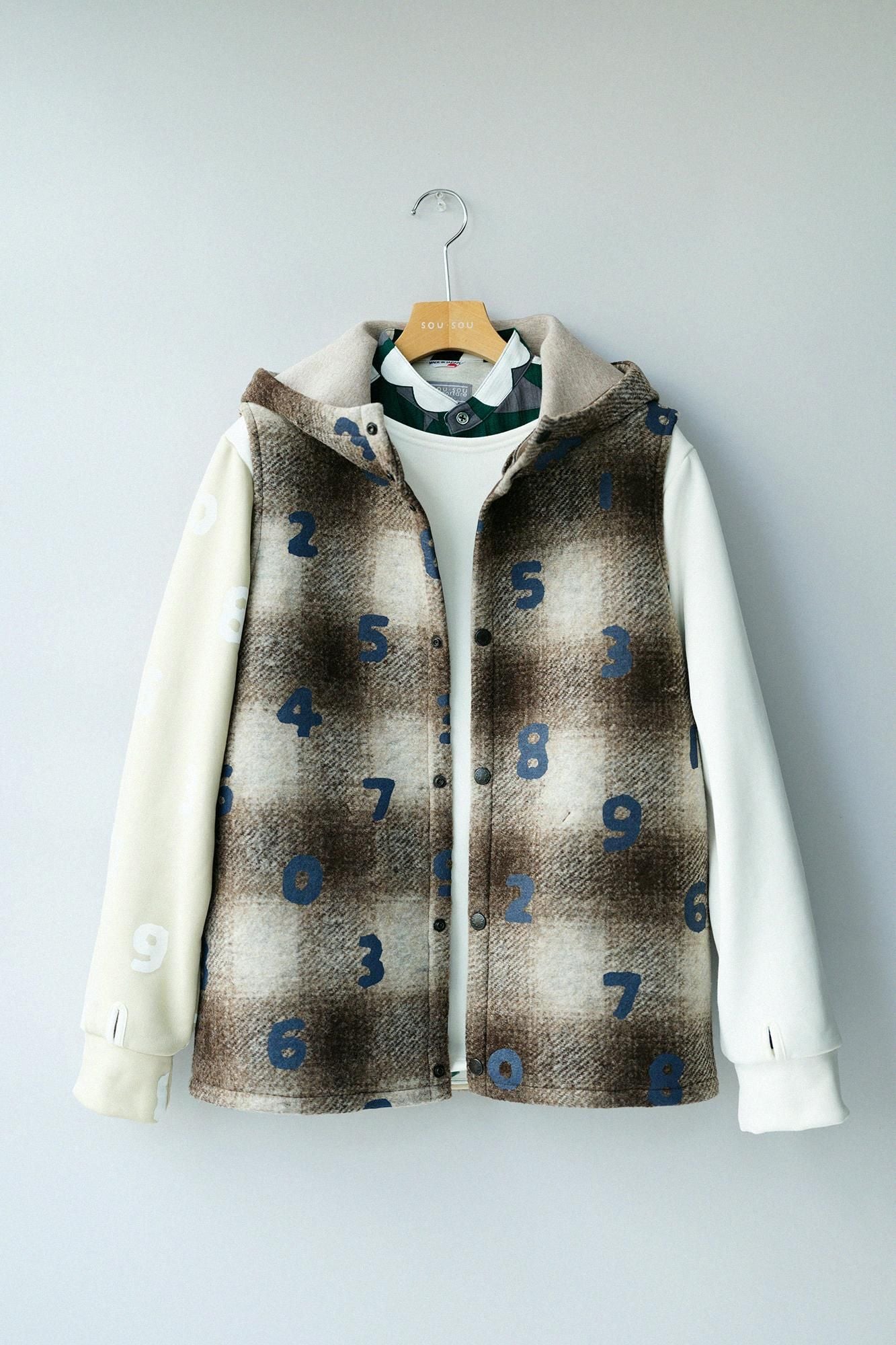 【◯预购】黏合针织BIKE连帽背心/SO-SU-U十数棕色霞格纹(※预计于12月2日左右发货)