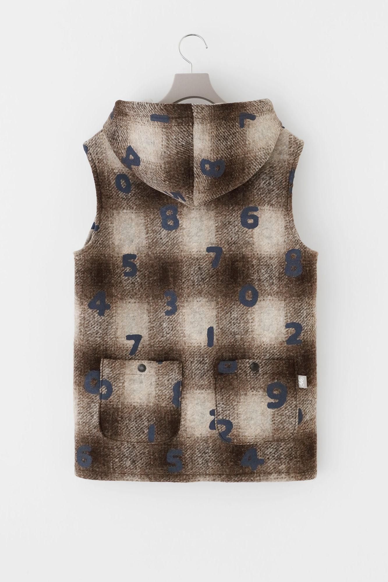 【◯预购】黏合针织BIKE连帽背心/SO-SU-U十数棕色霞格纹(※预计于12月2日左右发货)