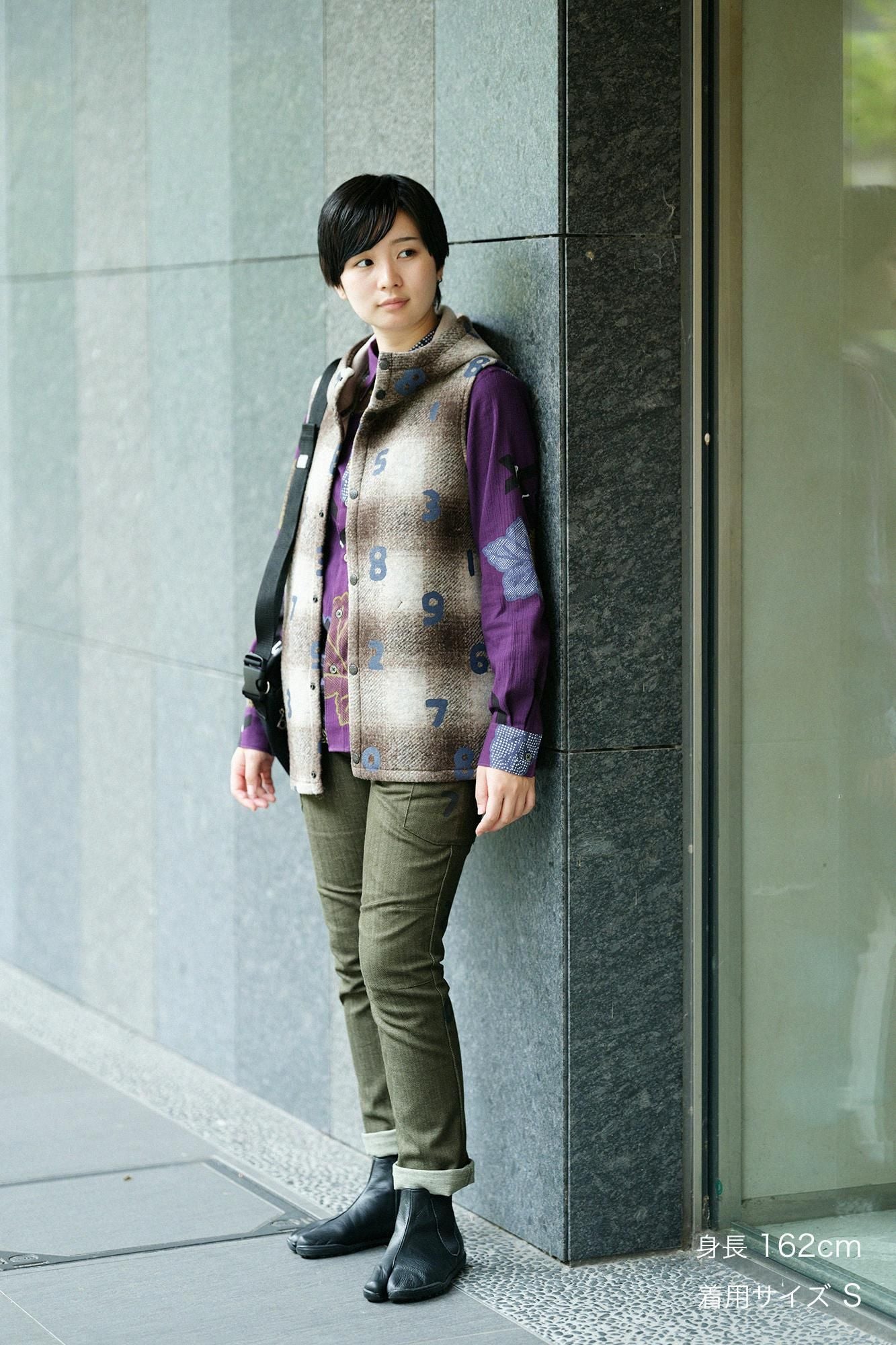 【◯预购】黏合针织BIKE连帽背心/SO-SU-U十数棕色霞格纹(※预计于12月2日左右发货)