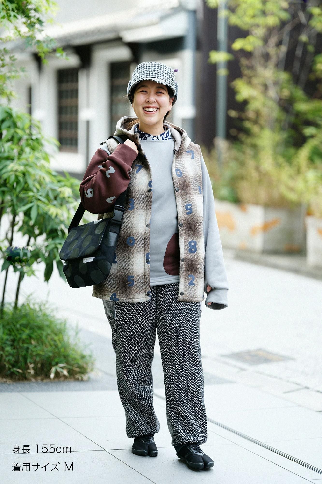 【◯预购】黏合针织BIKE连帽背心/SO-SU-U十数棕色霞格纹(※预计于12月2日左右发货)