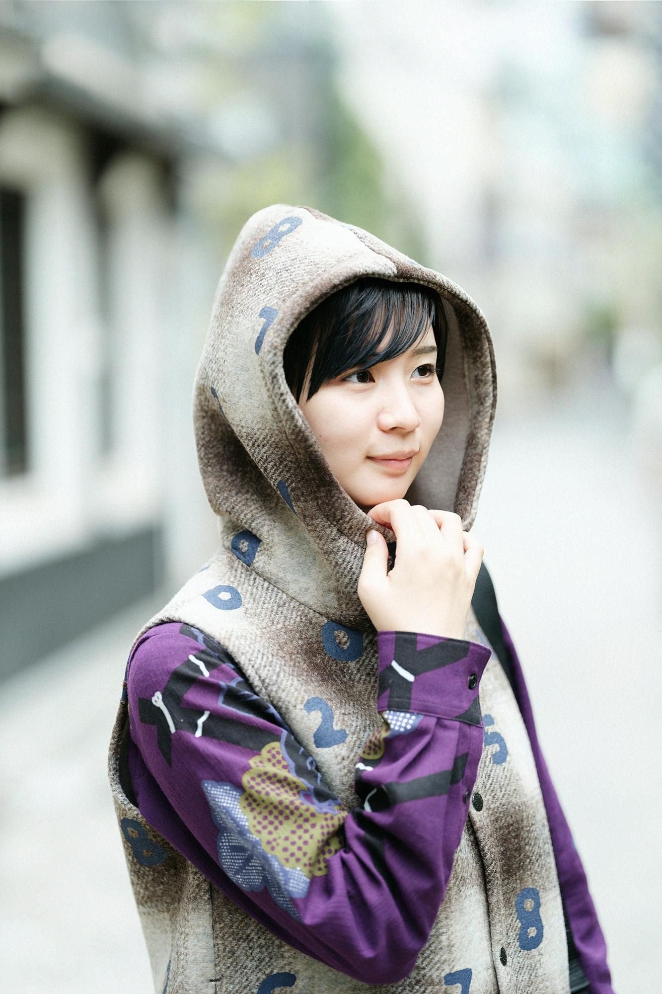 【◯预购】黏合针织BIKE连帽背心/SO-SU-U十数棕色霞格纹(※预计于12月2日左右发货)