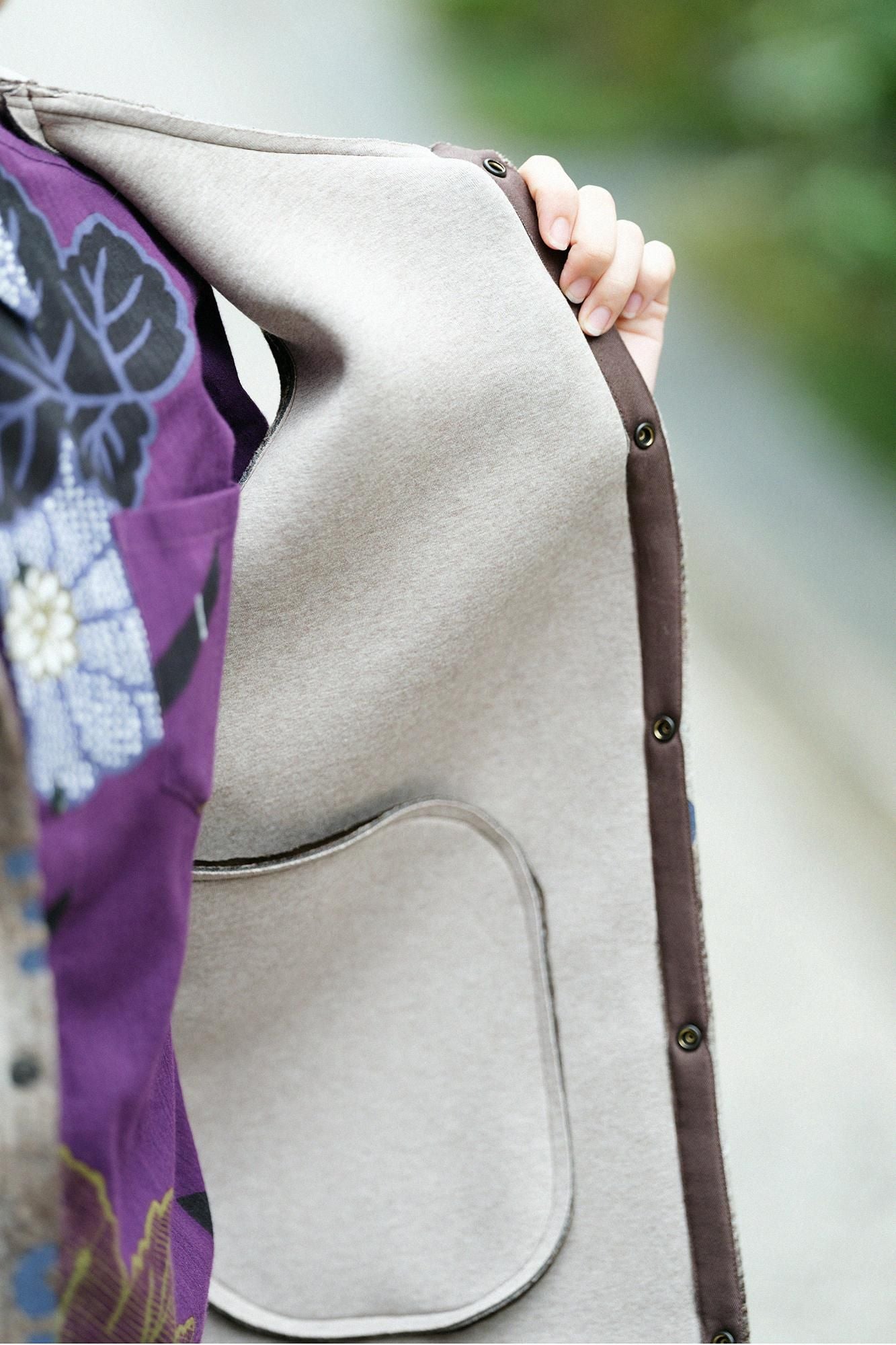 【◯预购】黏合针织BIKE连帽背心/SO-SU-U十数棕色霞格纹(※预计于12月2日左右发货)