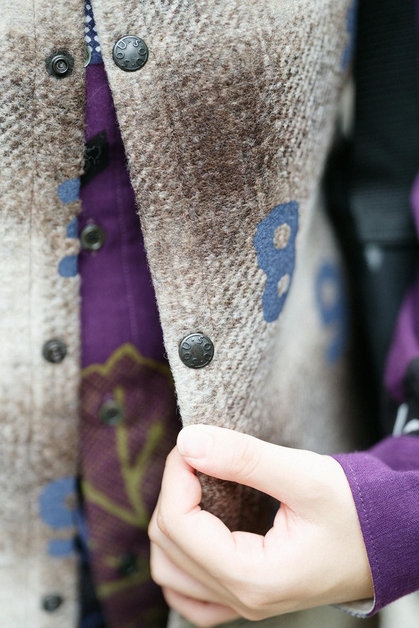 【◯预购】黏合针织BIKE连帽背心/SO-SU-U十数棕色霞格纹(※预计于12月2日左右发货)