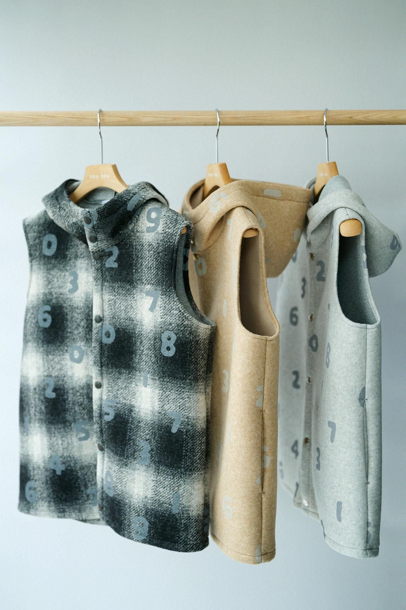 Bonding Knit BIKE Hoodie Vest/SO-SU-U Black Haze Lattice