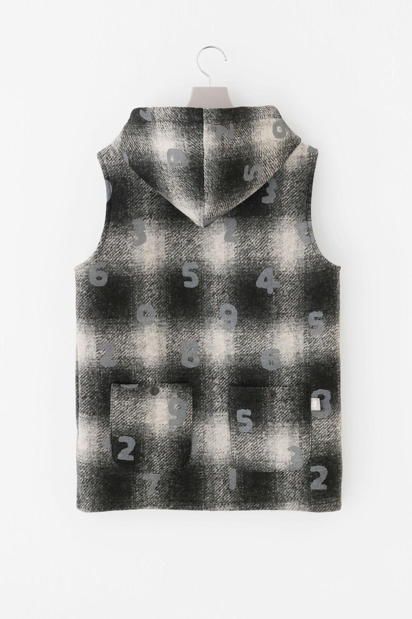 Bonding Knit BIKE Hoodie Vest/SO-SU-U Black Haze Lattice