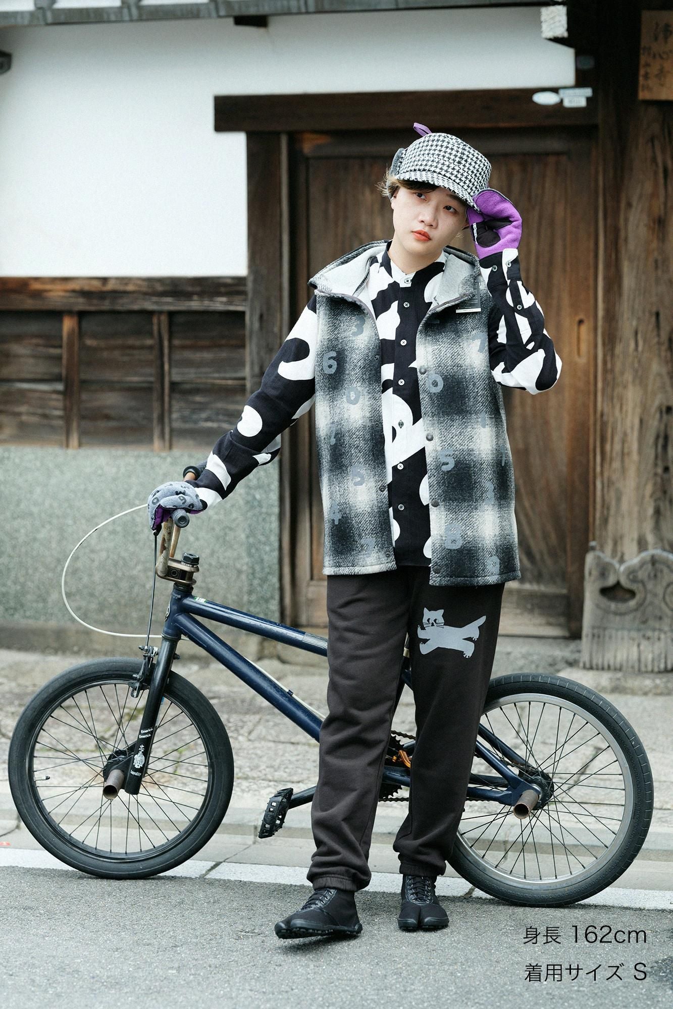 Bonding Knit BIKE Hoodie Vest/SO-SU-U Black Haze Lattice