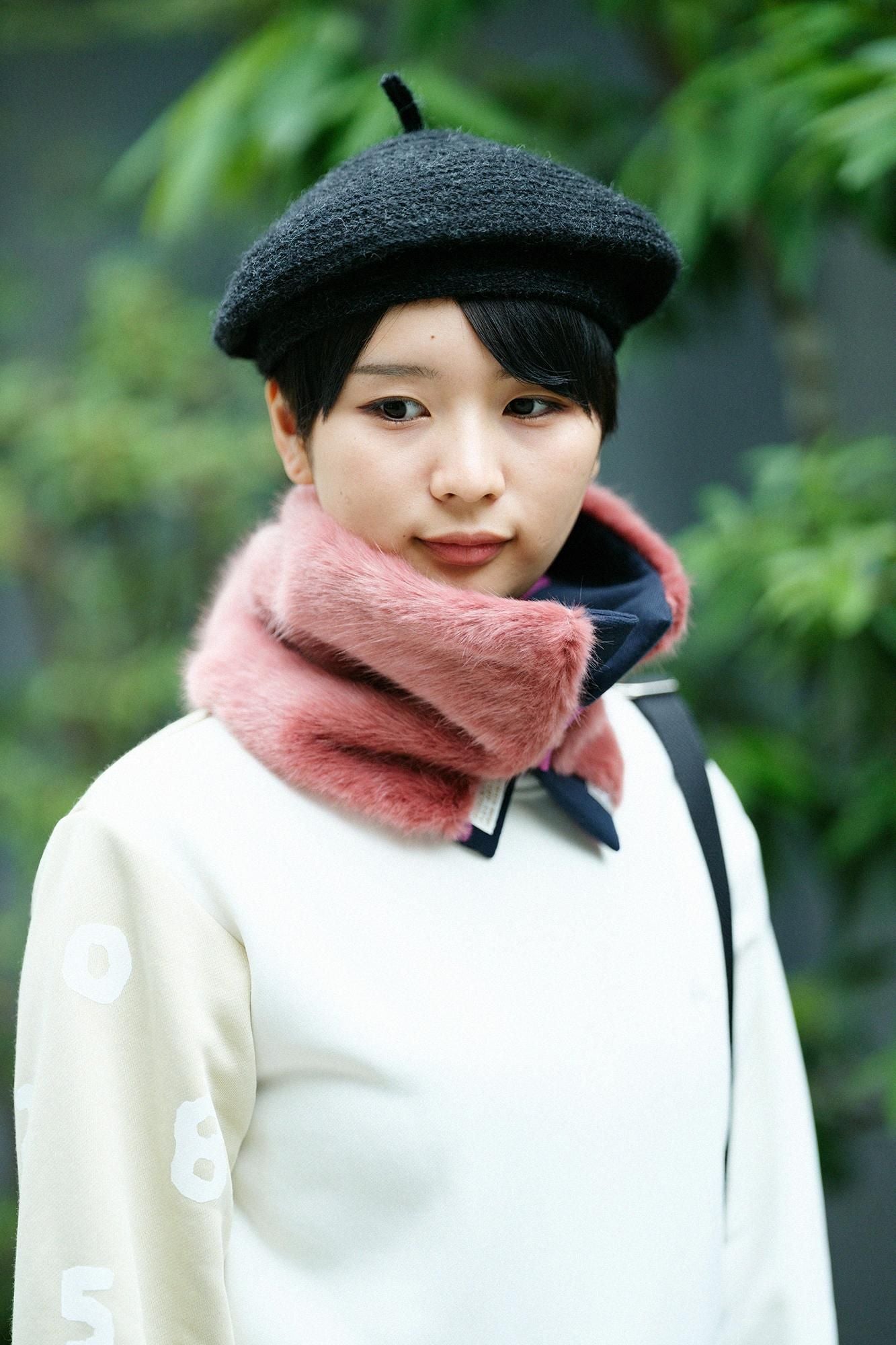 雙面用 BIKE短圍巾/圓點 間疏 深藍色