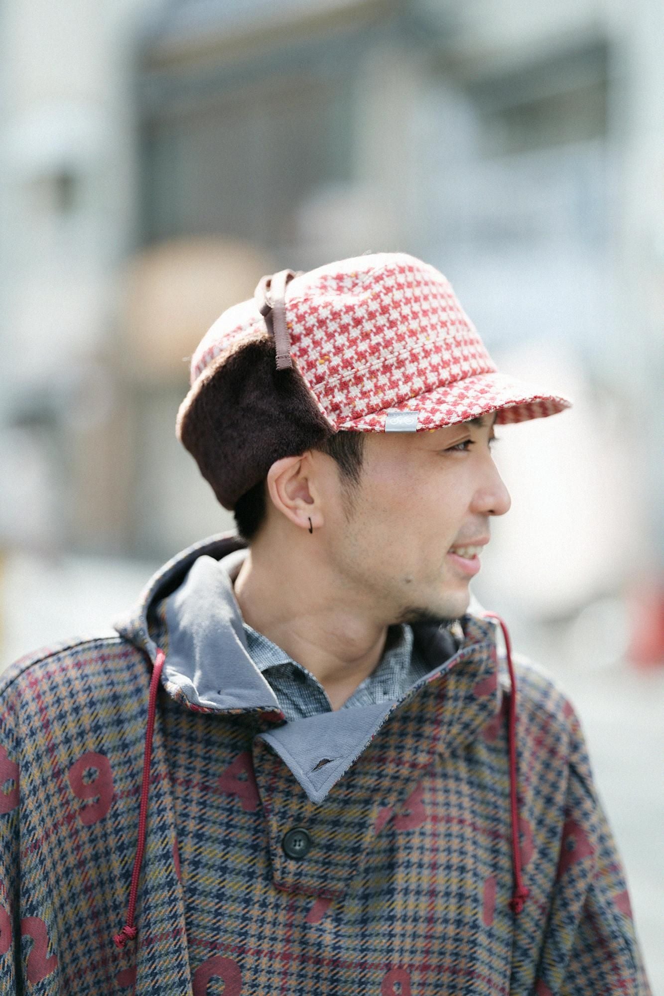 NEP Tweed Boa BIKE CAP/Rot kariert ×SO-SU-U