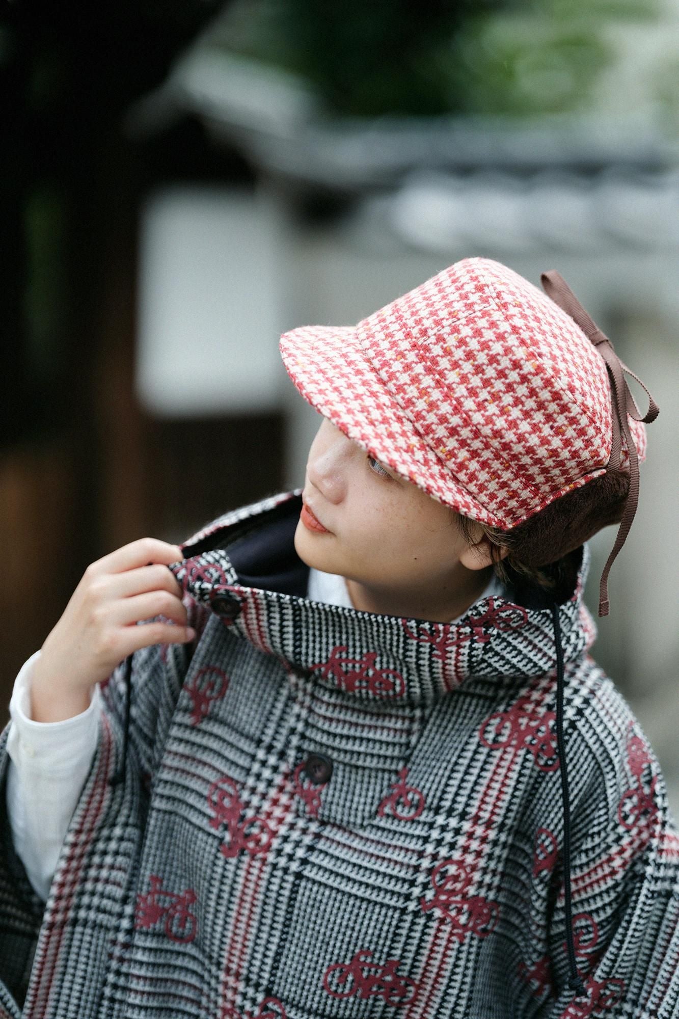 NEP Tweed Boa BIKE CAP/Rot kariert ×SO-SU-U
