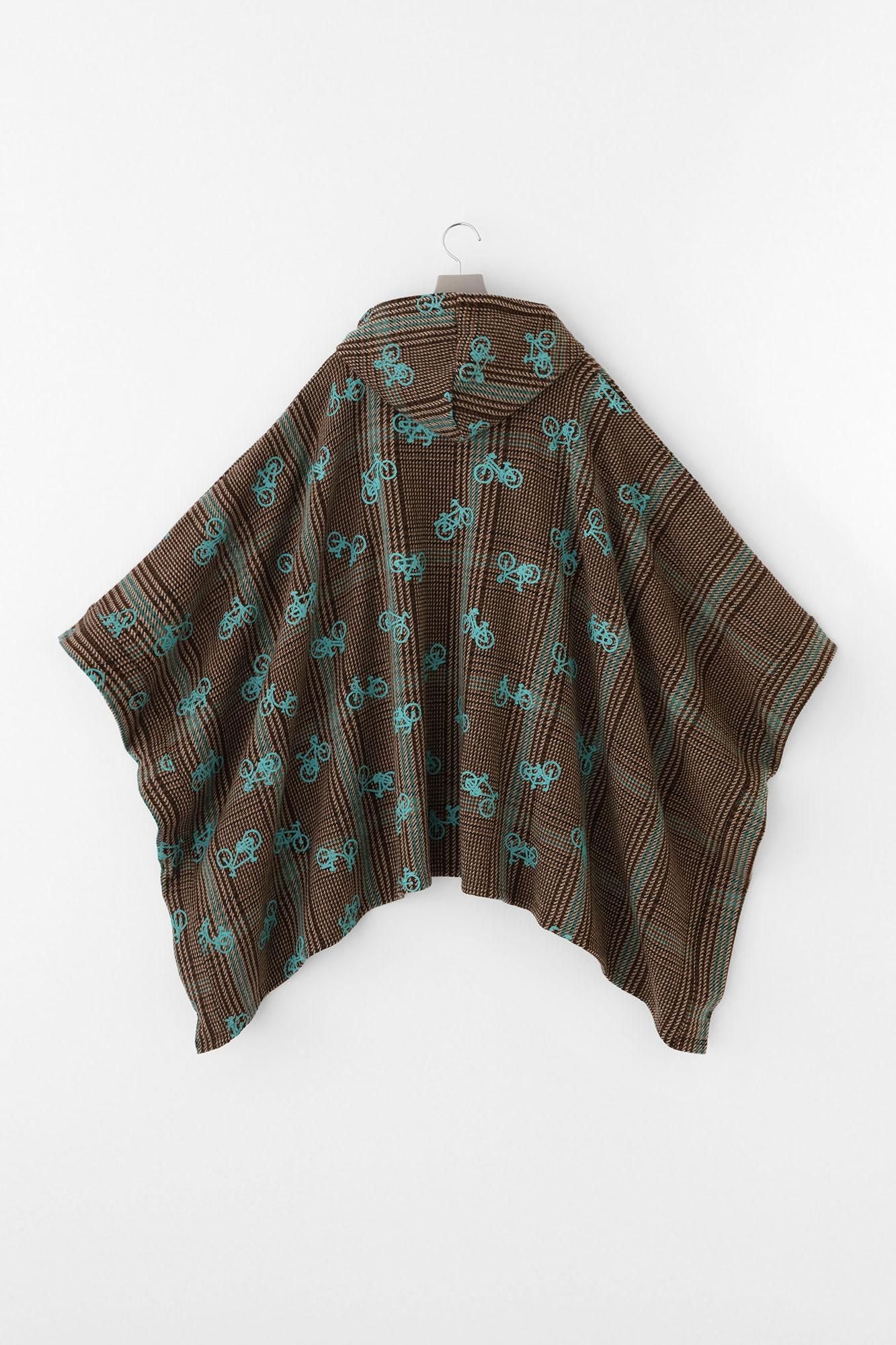 Wool Tweed BIKE Poncho/Bicycle Craze Everywhere and Blank Brown Check