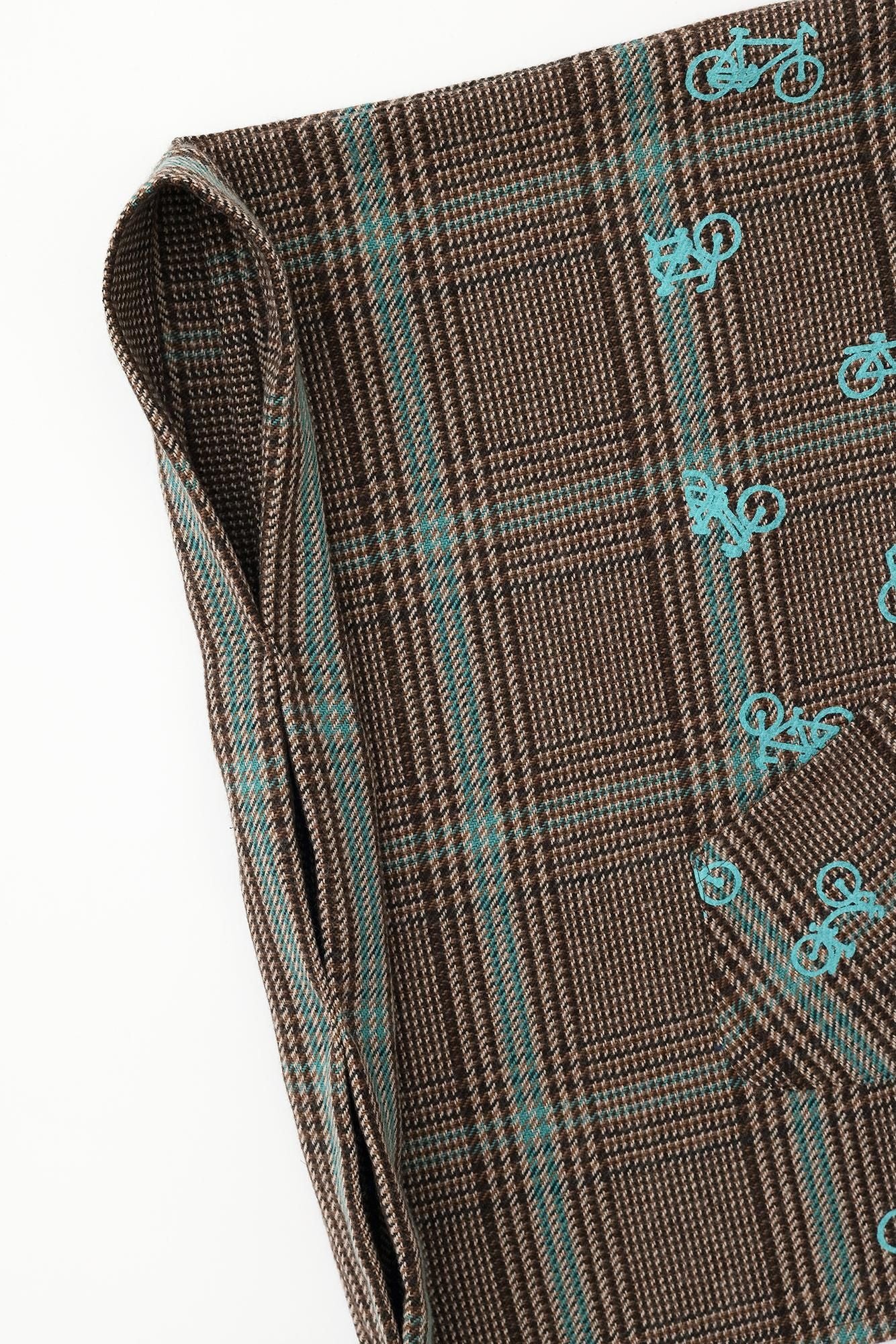 Wool Tweed BIKE Poncho/Bicycle Craze Everywhere and Blank Brown Check